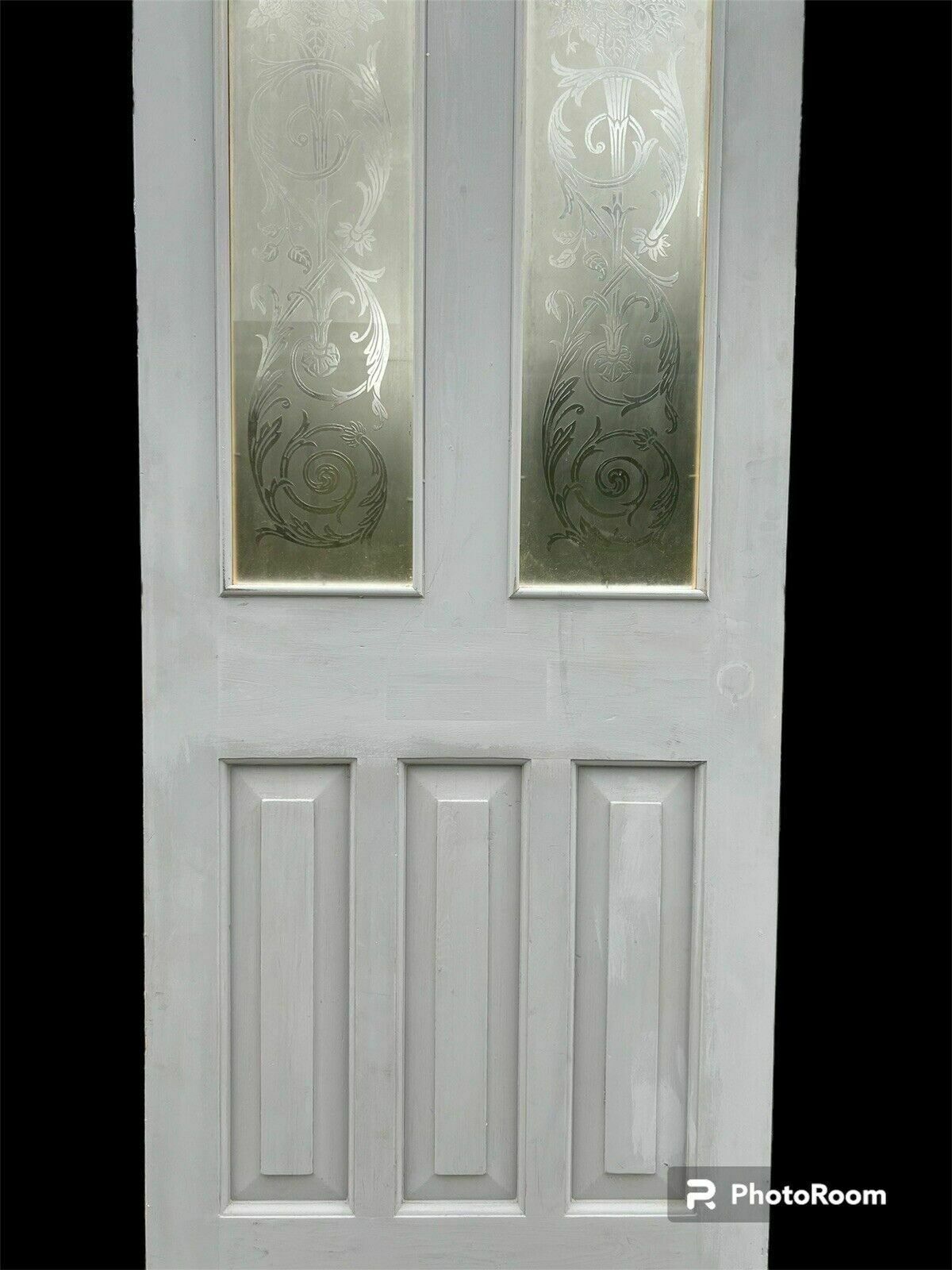 Victorian Acid Etched Glass Front Door Antique Period Reclaimed Old Wood Refurb photo 2301.0