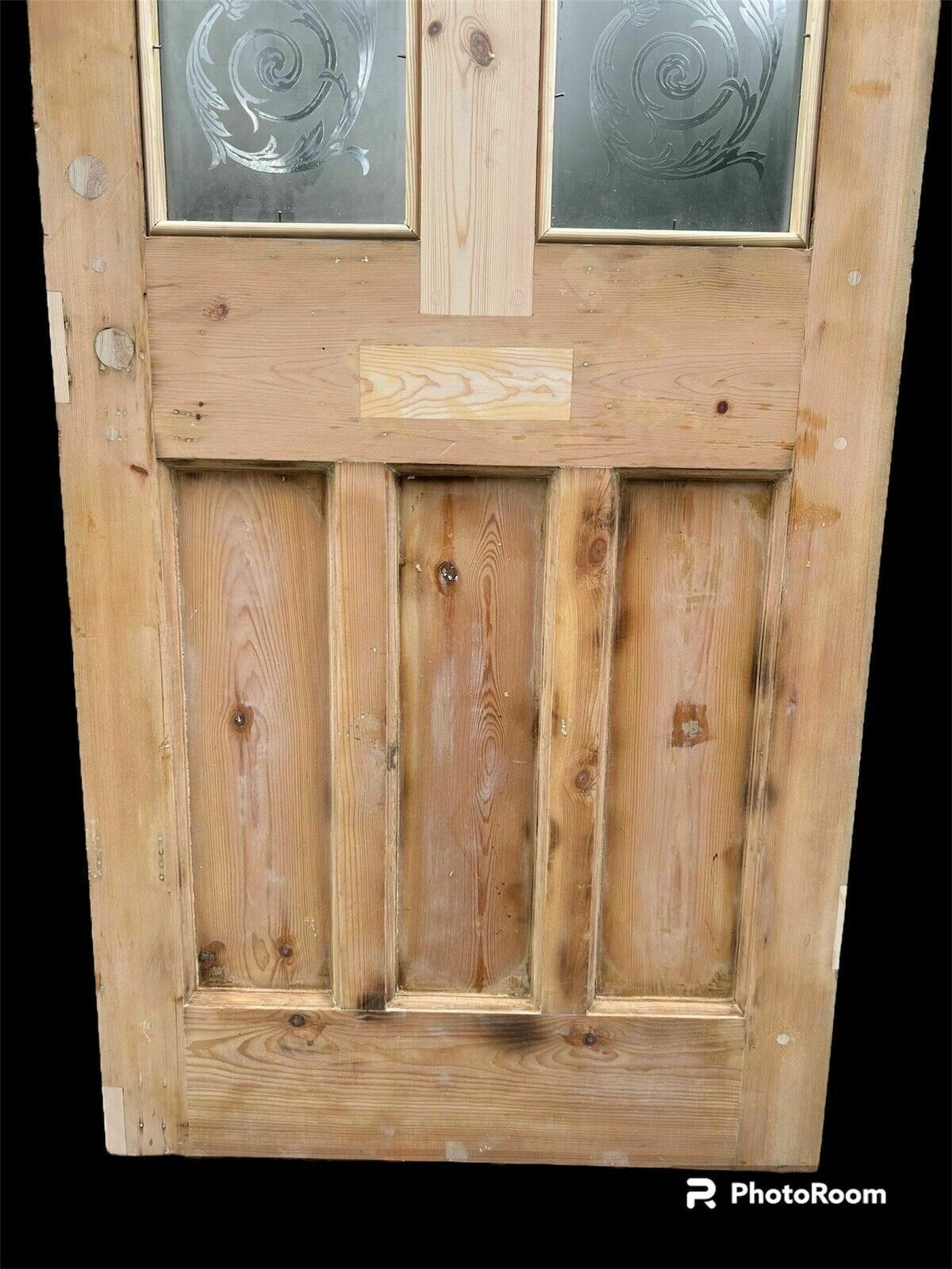 Home Fixtures Victorian Acid Etched Glass Front Door Antique Period Reclaimed Old Wood Refurb photo