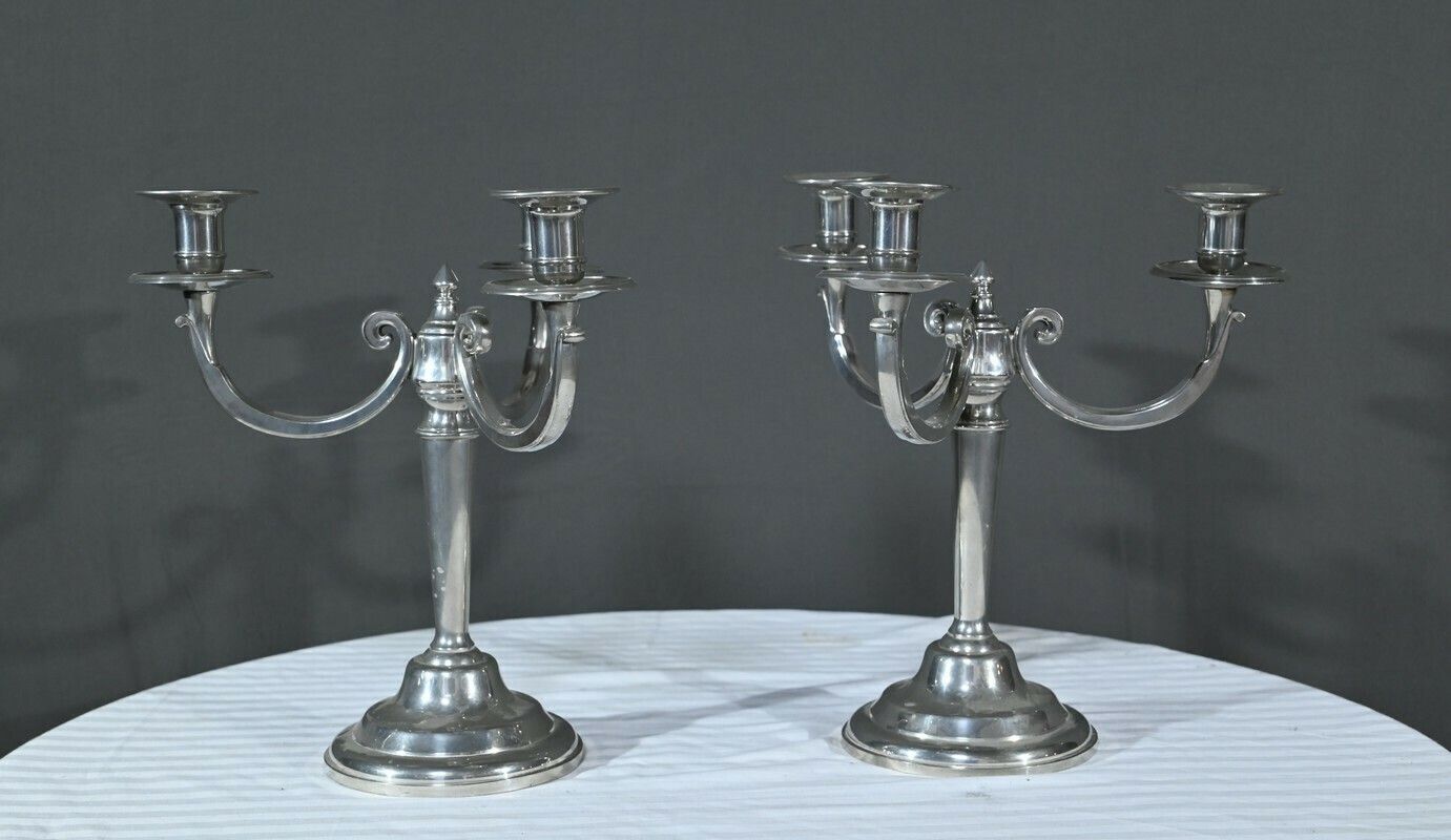 Pair Of “Le Lingot” Candelabra In Pewter – Mid 20th Century