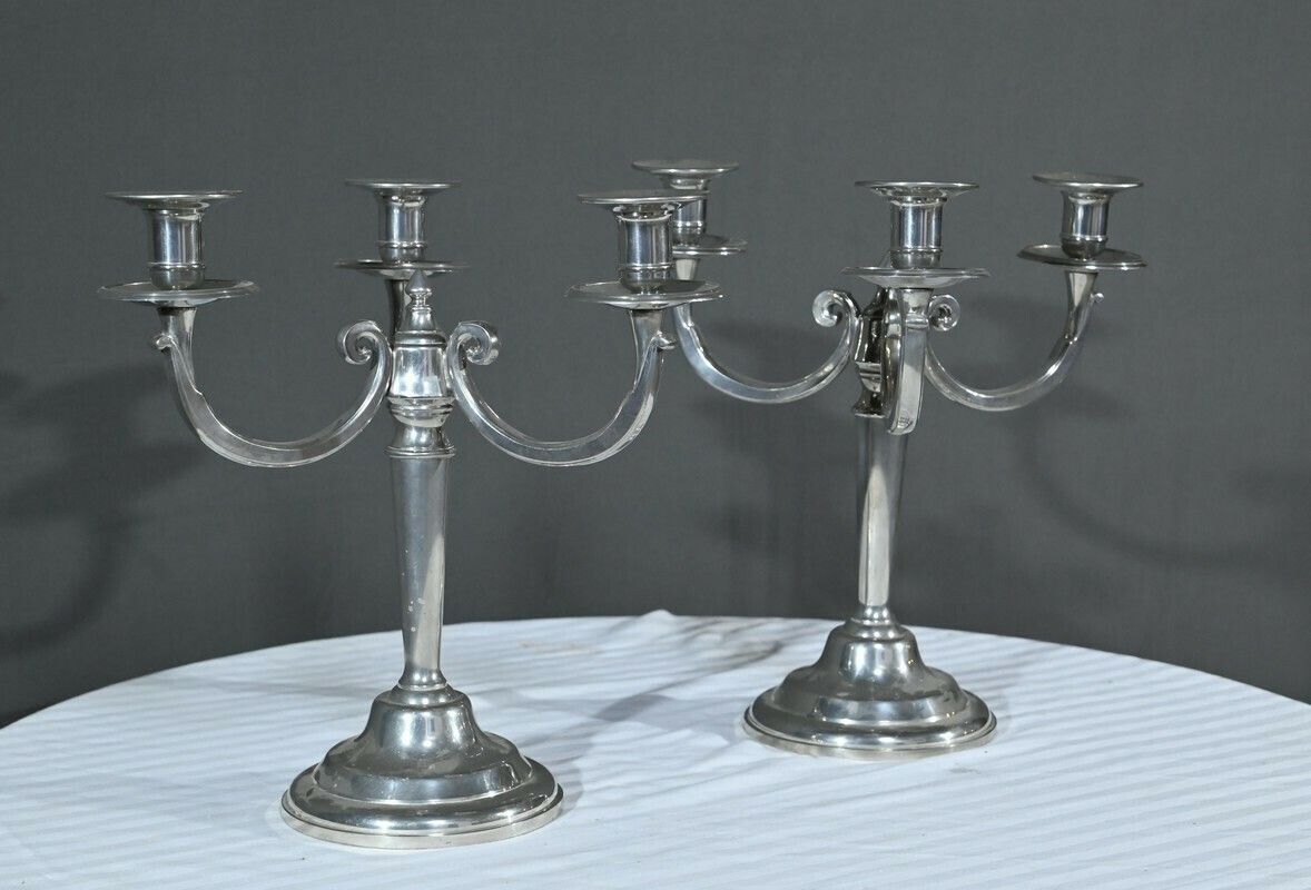 Pair Of “Le Lingot” Candelabra In Pewter – Mid 20th Century photo furniture