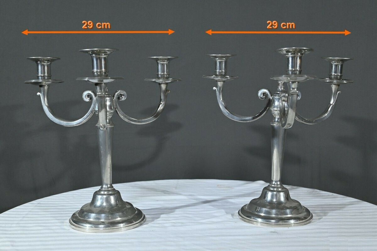 photo buy Pair Of “Le Lingot” Candelabra In Pewter – Mid 20th Century