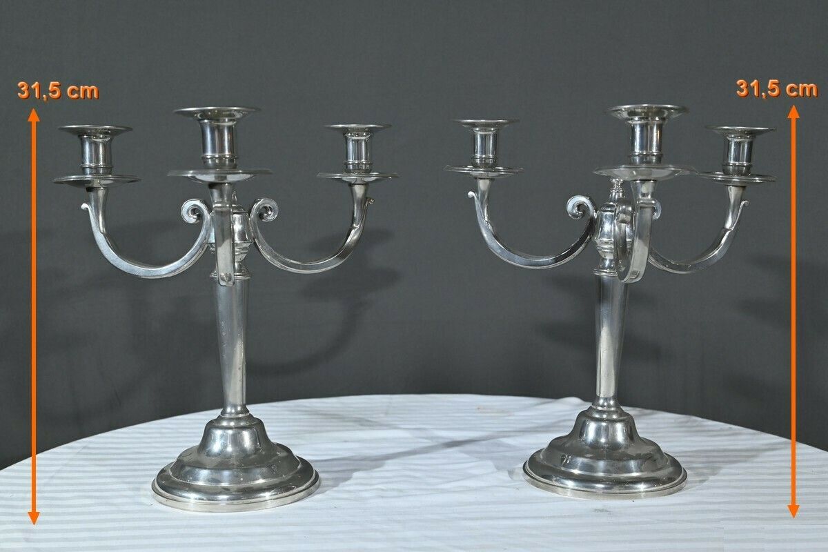 photo vintage Pair Of “Le Lingot” Candelabra In Pewter – Mid 20th Century