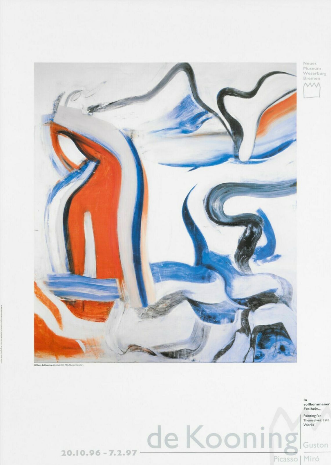 Authentic Willem De Kooning Exhibition Poster   Untitled   Wall Art Original Museum Print Abstract