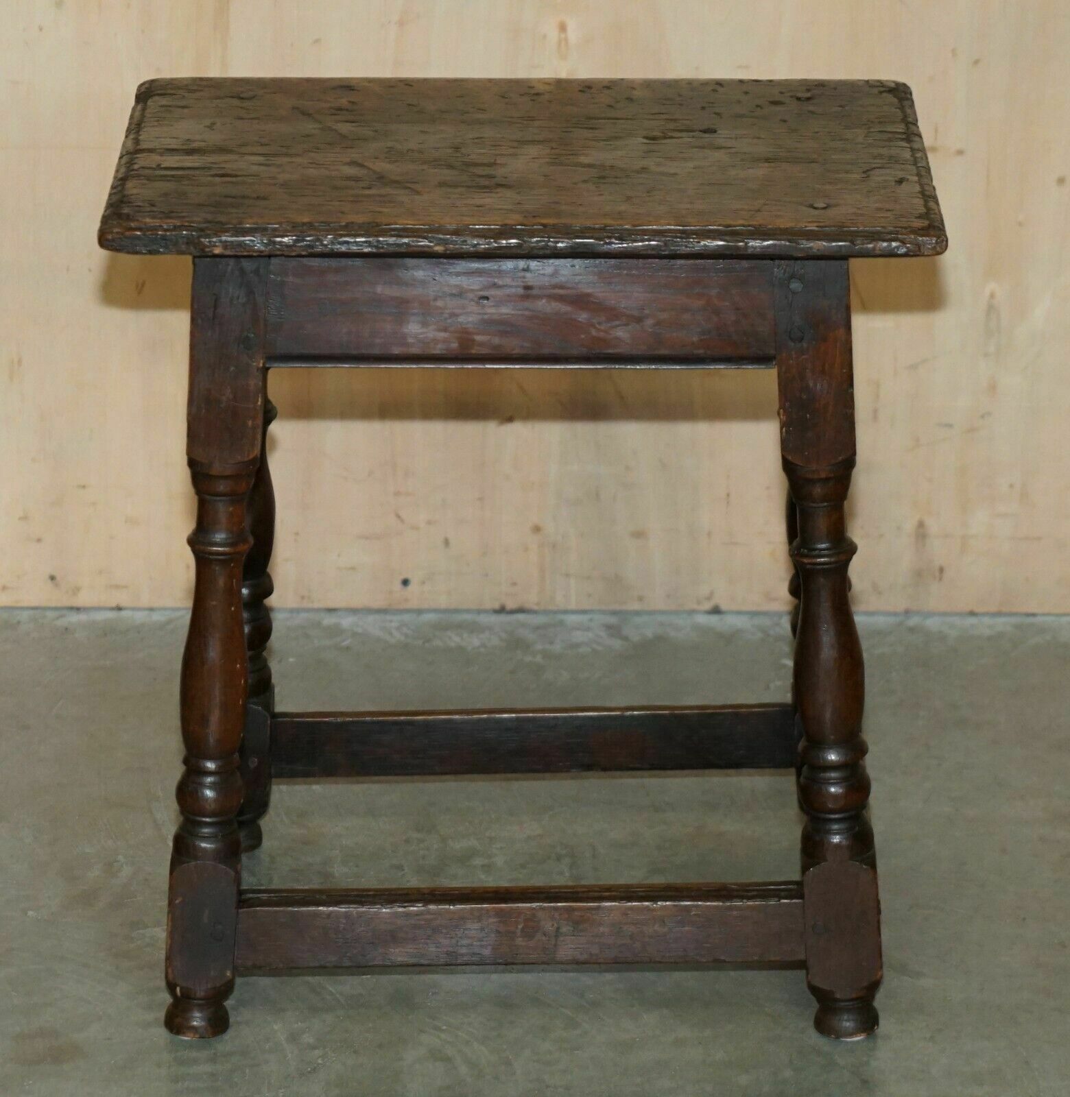 17th Century Antique English Oak Side End Lamp Wine Table Lovely Patinated Top photo for sale