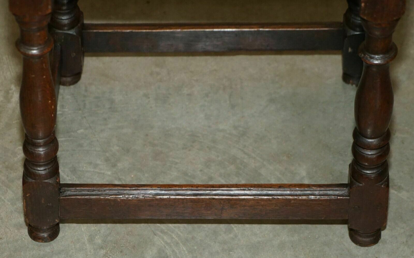 photo for sale 17th Century Antique English Oak Side End Lamp Wine Table Lovely Patinated Top