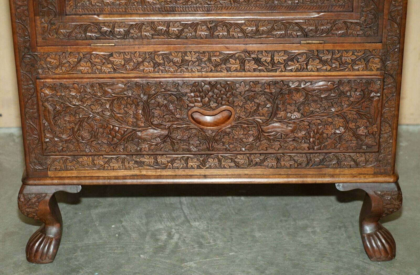 Antique Ornately Carved British Colonial Burmese Drinks Cabinet Bar With Key photo 1950.0