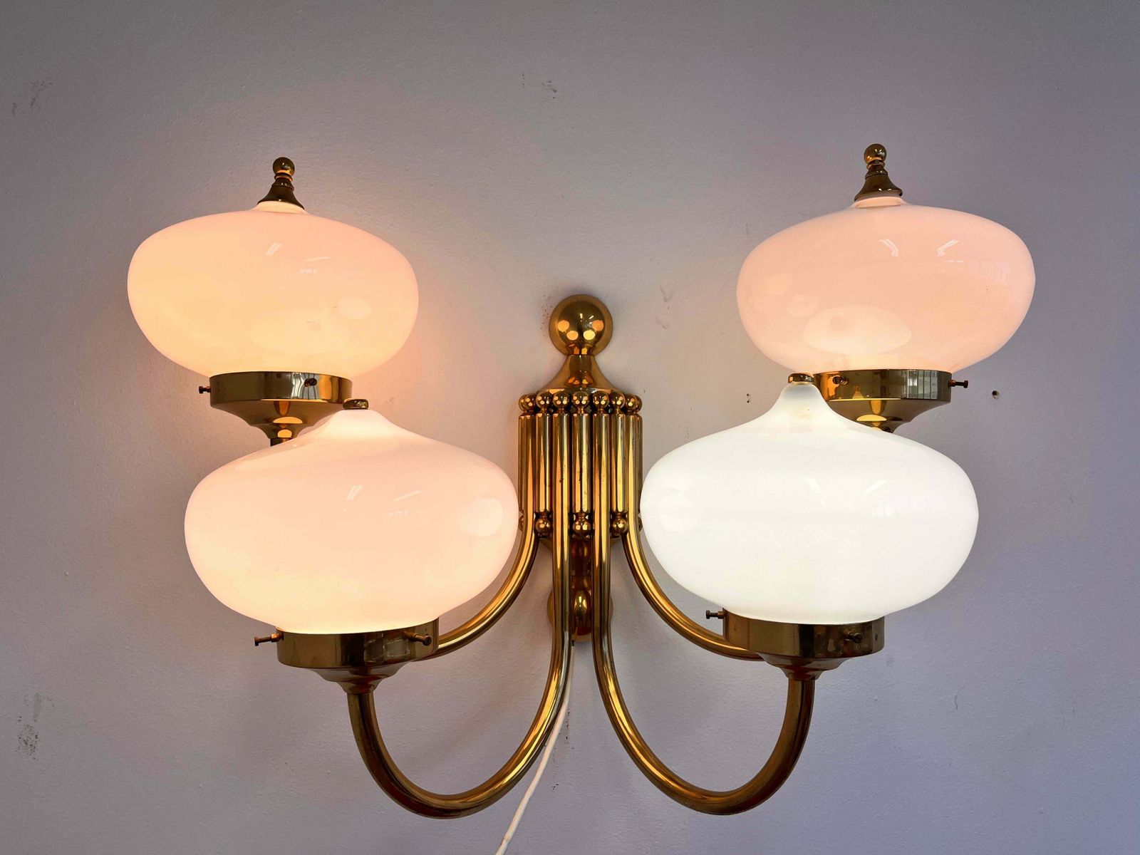 Big Xxl Brass And Glass Wall Lamp In Art Deco, Art Nouvea Style  Around 1980s photo furniture