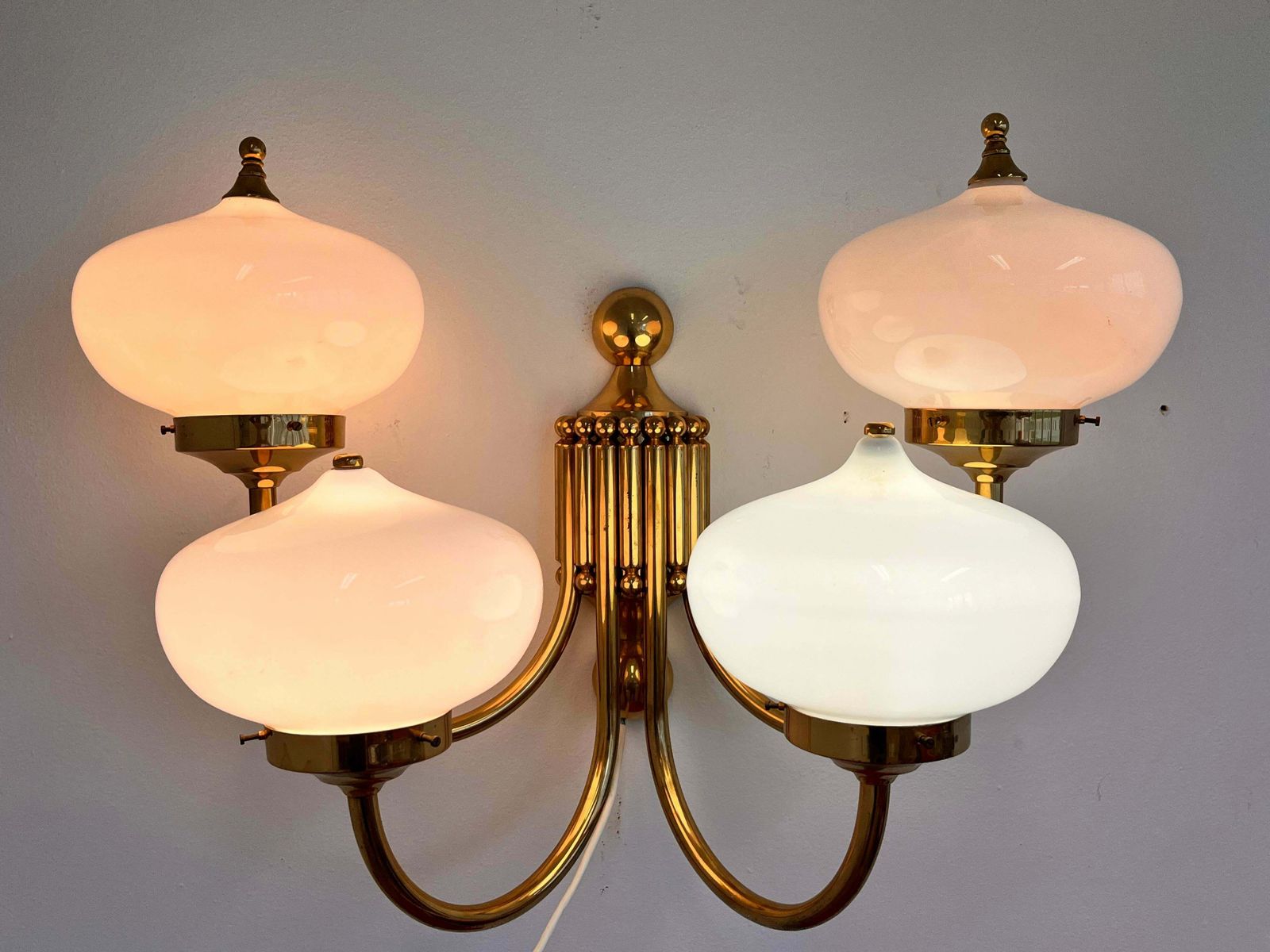 Big Xxl Brass And Glass Wall Lamp In Art Deco, Art Nouvea Style  Around 1980s photo vinterior