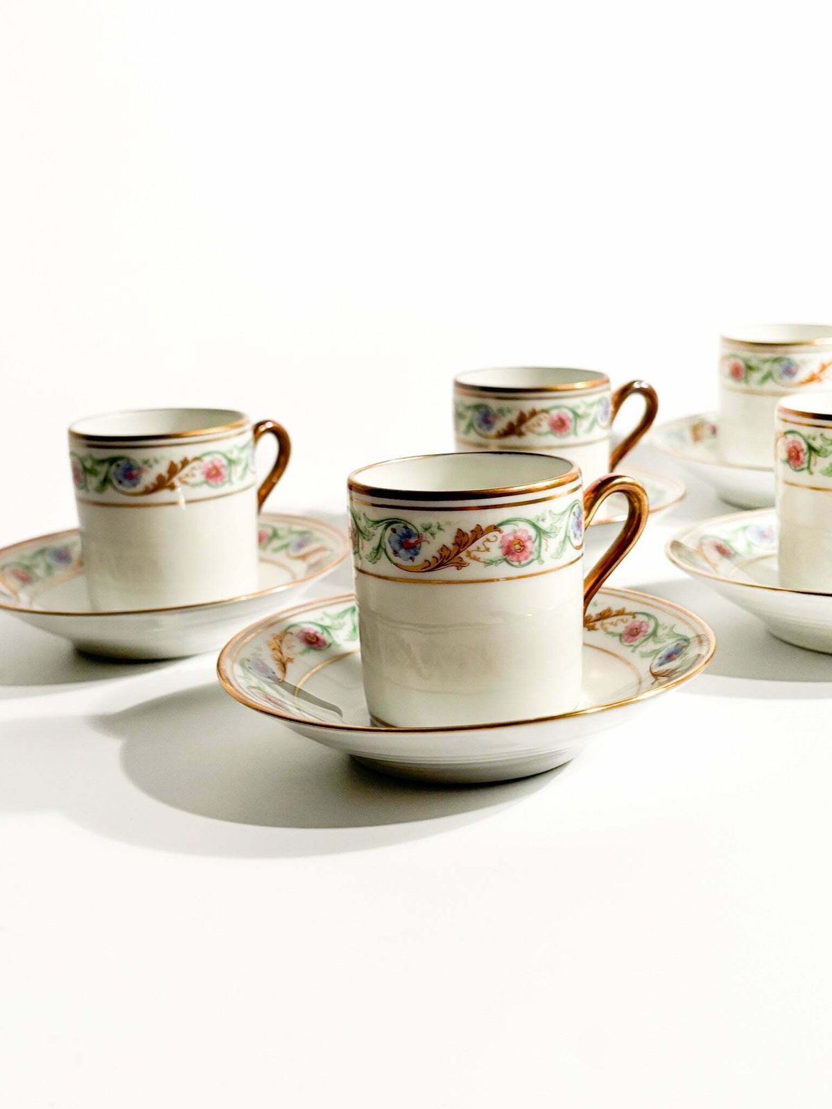 Set Of Six Porcelain Coffee Cups By Ginori Doccia Pittoria From The 1940s photo 350.0