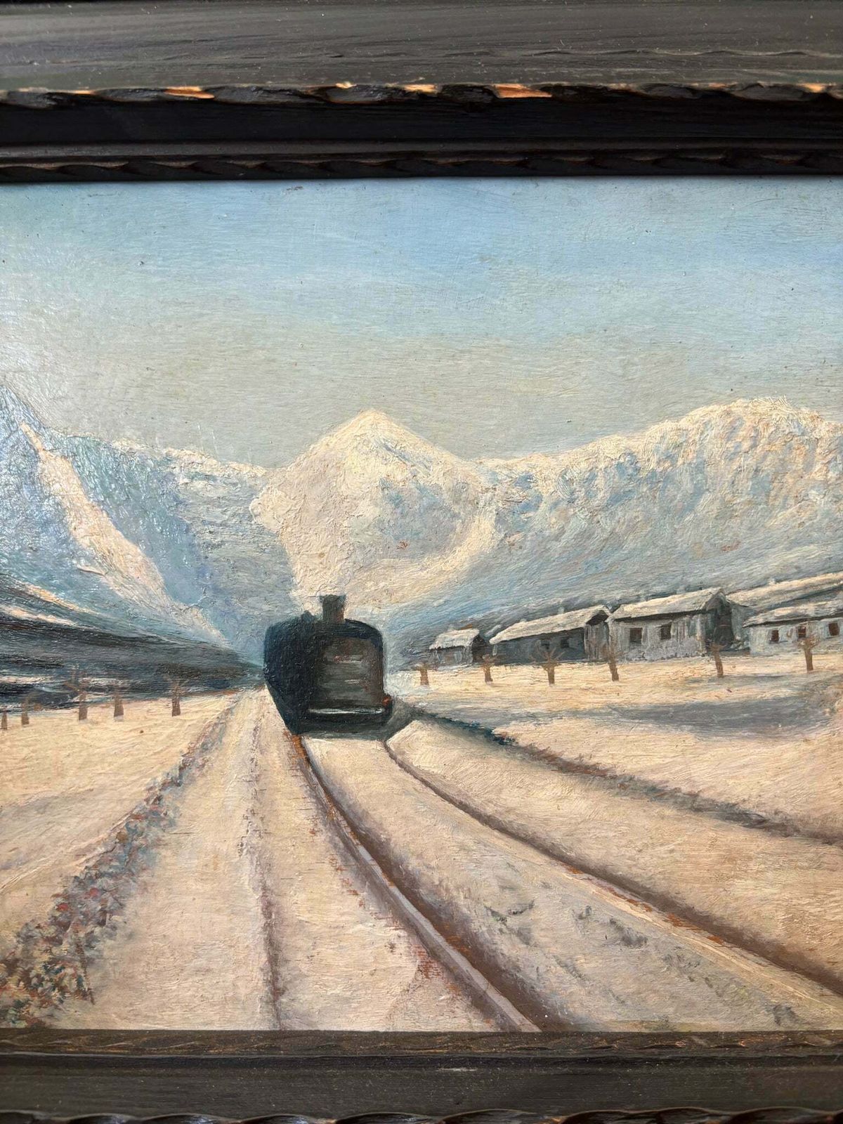 Oil Painting On Wood By Clusone With Leonardi's Train From 1928 1929 photo Art