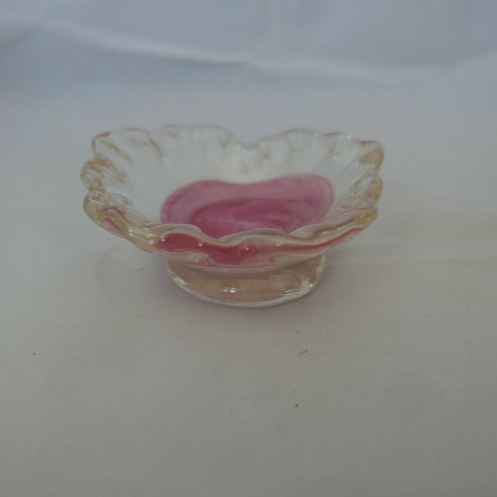 Isle Of Wight Art Glass Cased Dish In Shades Of Pink, With A Ruffled Top photo furniture