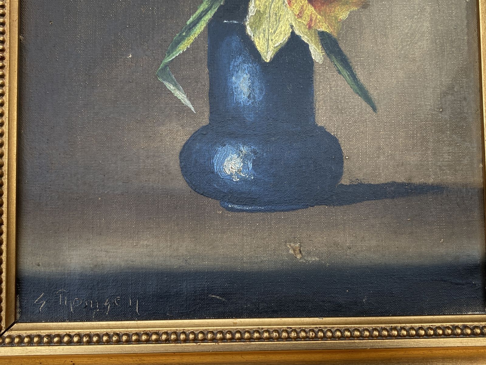 photo furniture A Beautiful Near Pair Framed Danish Art Oil In Canvas 'Flowers In Vases' S. Thomsen C1940s