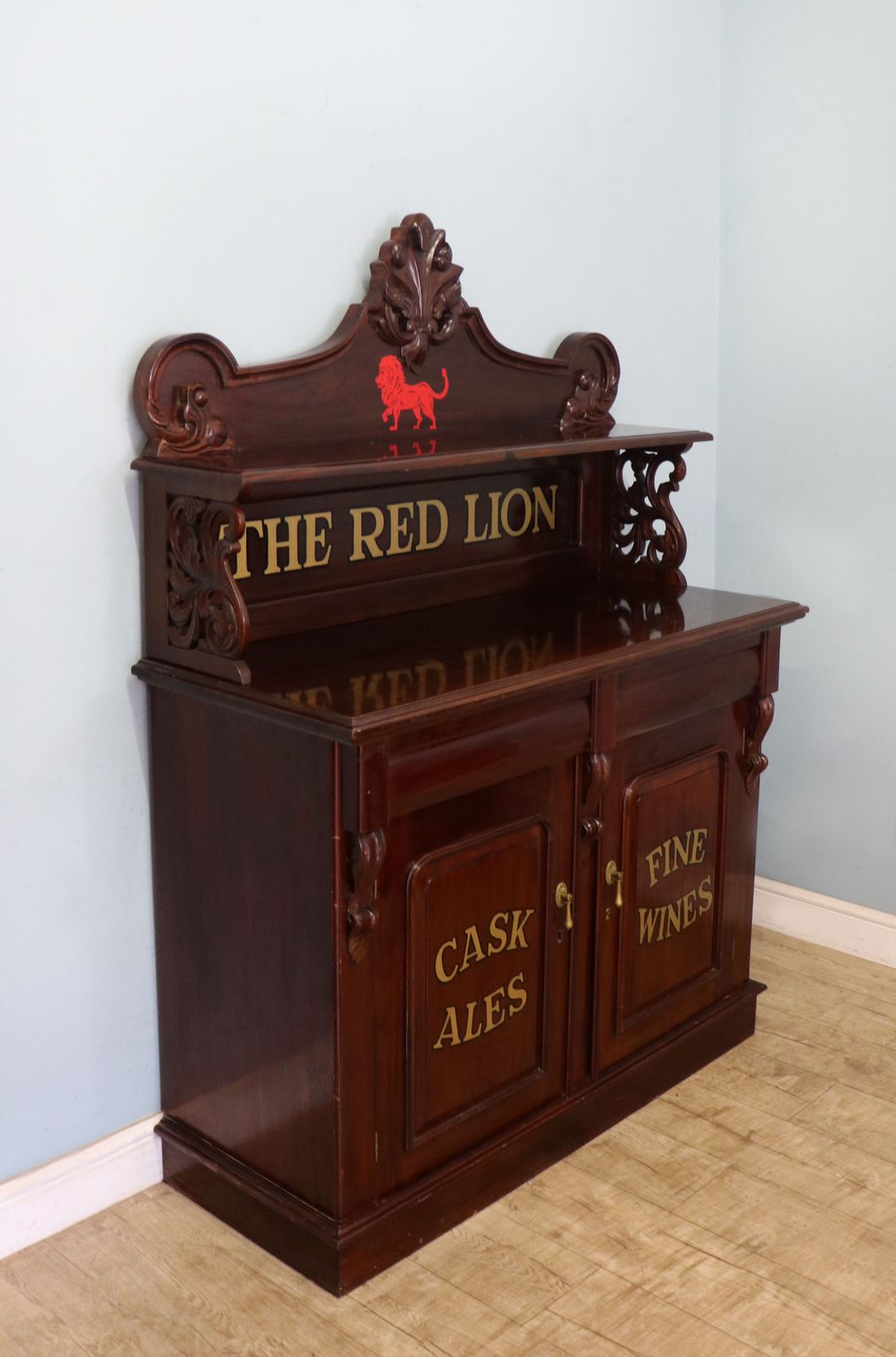 A Very Nice Solid Mahogany Chiffonier Sideboard, Later Sign Written For The Red Lion Public House. photo buy