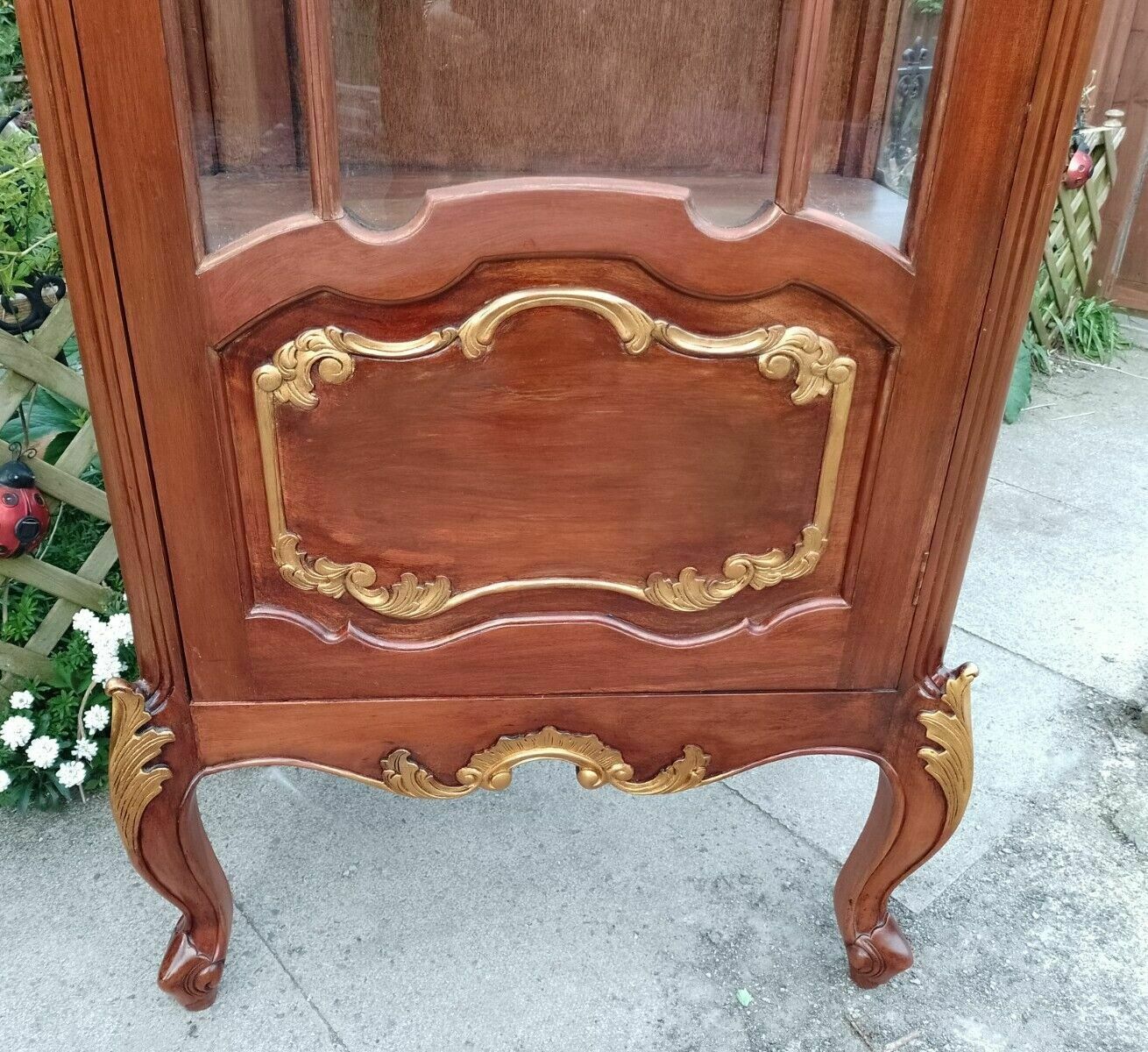 Vintage Large Antique Style French Mahogany & Gilt Wood Display   Drinks Cabinet photo vinterior