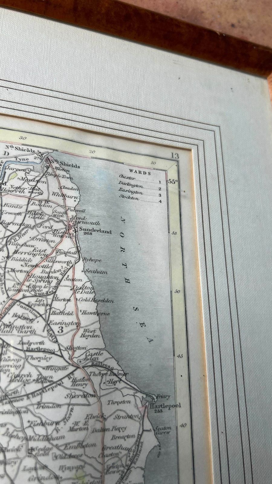 Genuine Early 1800’s Framed Map Of Durham County [ Hand Coloured Engraving By J. Archer ] photo buy