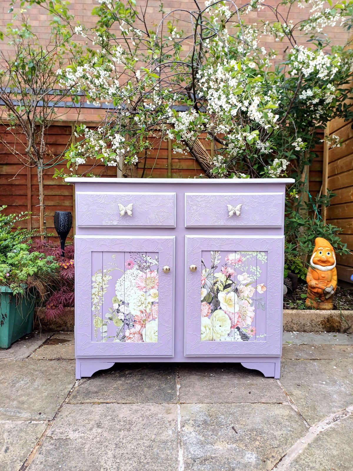 Upcycled Lilac And Silver Pine Cupboard photo furniture