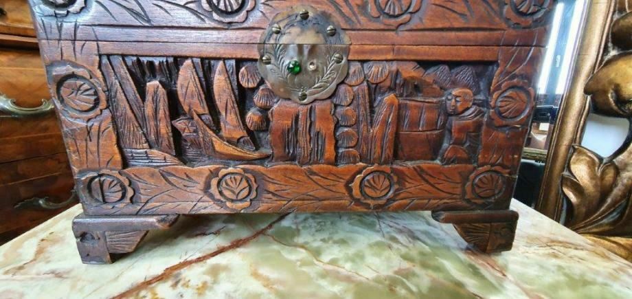 Hand Carved Massive Wooden Box photo furniture