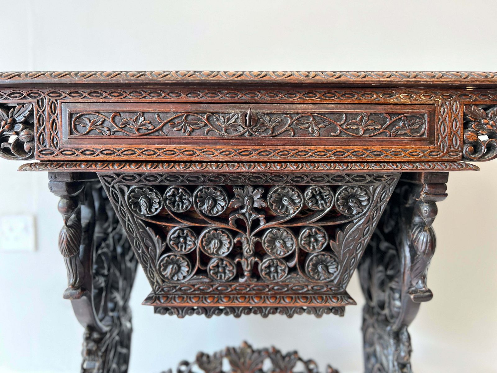 19th Century Anglo Indian Carved Rosewood Writing Desk photo buy