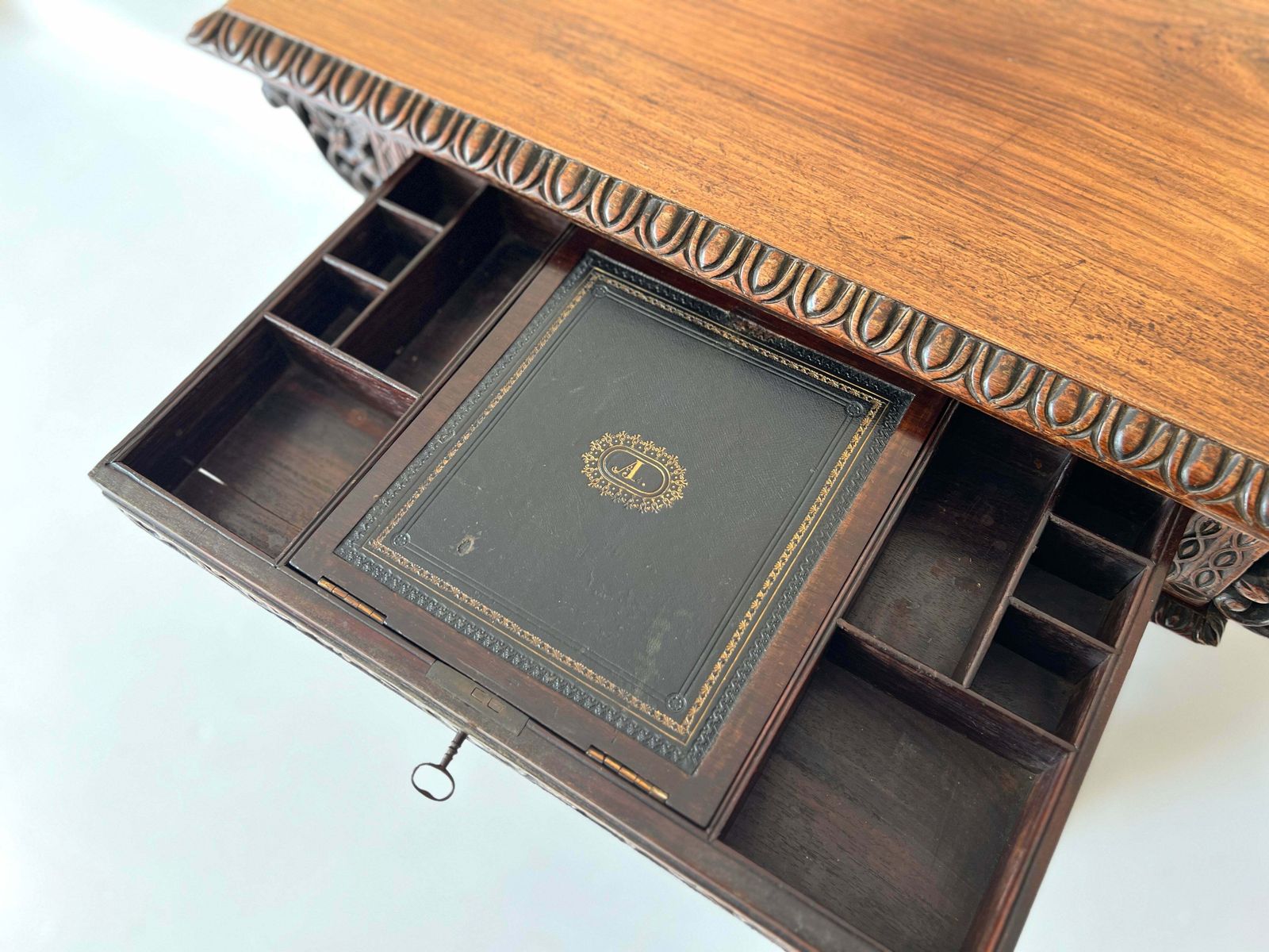 photo for sale 19th Century Anglo Indian Carved Rosewood Writing Desk