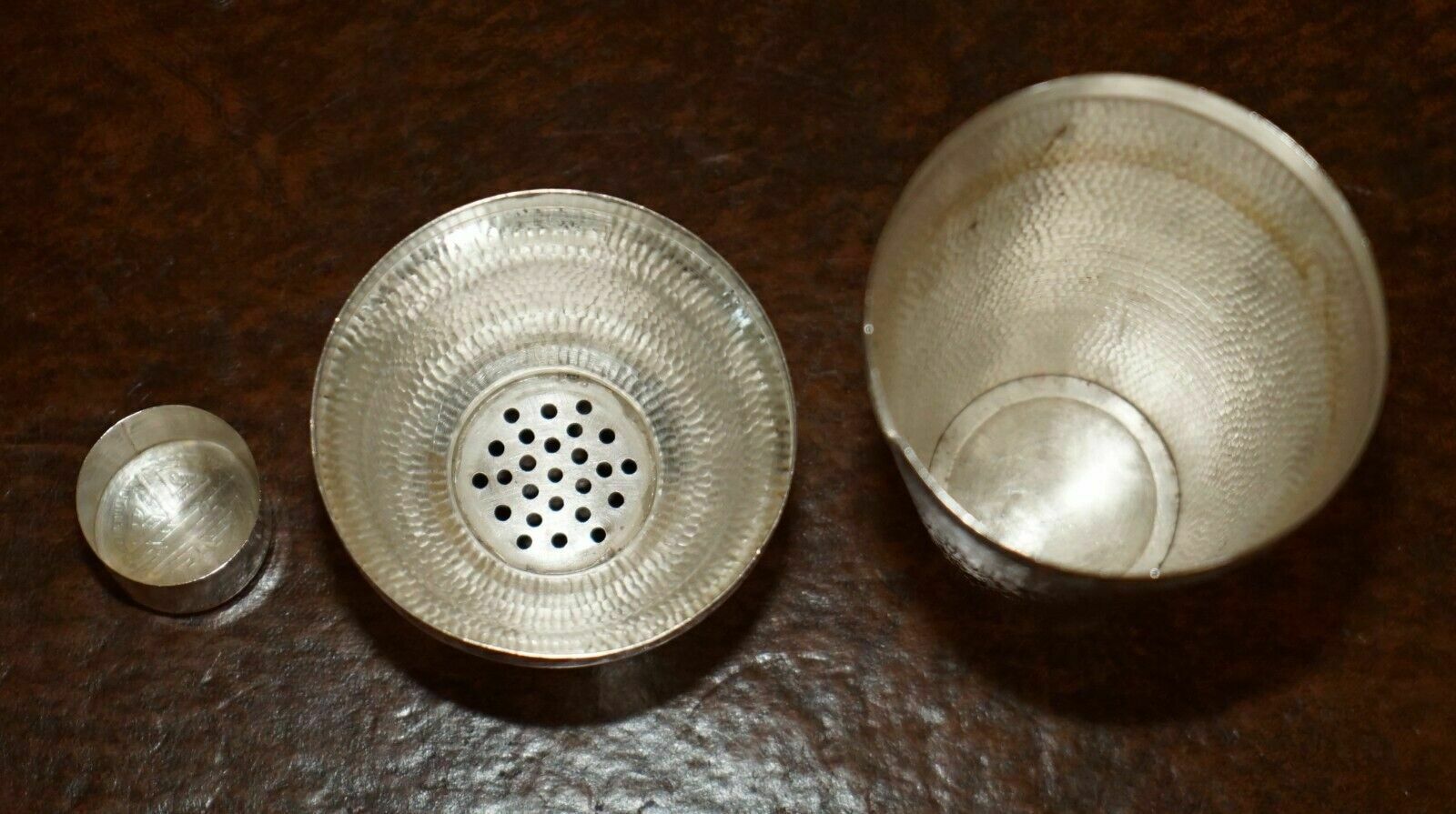 Antique Sheng Yuan Signed Sterling Silver Hand Hammered Chinese Cocktail Shaker photo vinterior