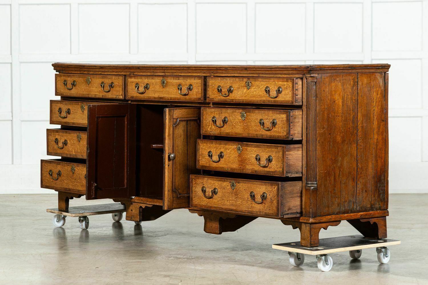 Large English George III Oak & Mahogany Dresser Base photo Furniture