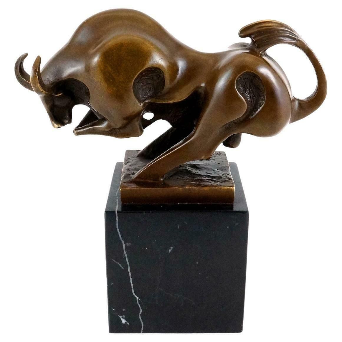 Bronze Sculpture Of A Bull In Motion, 20th Century.