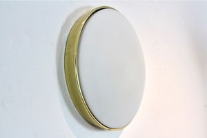 Large Glashütte Limburg Brass & Opaline Glass Wall Light, Stock Of 9