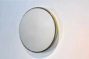 Large Glashütte Limburg Brass & Opaline Glass Wall Light, Stock Of 9 photo vinterior
