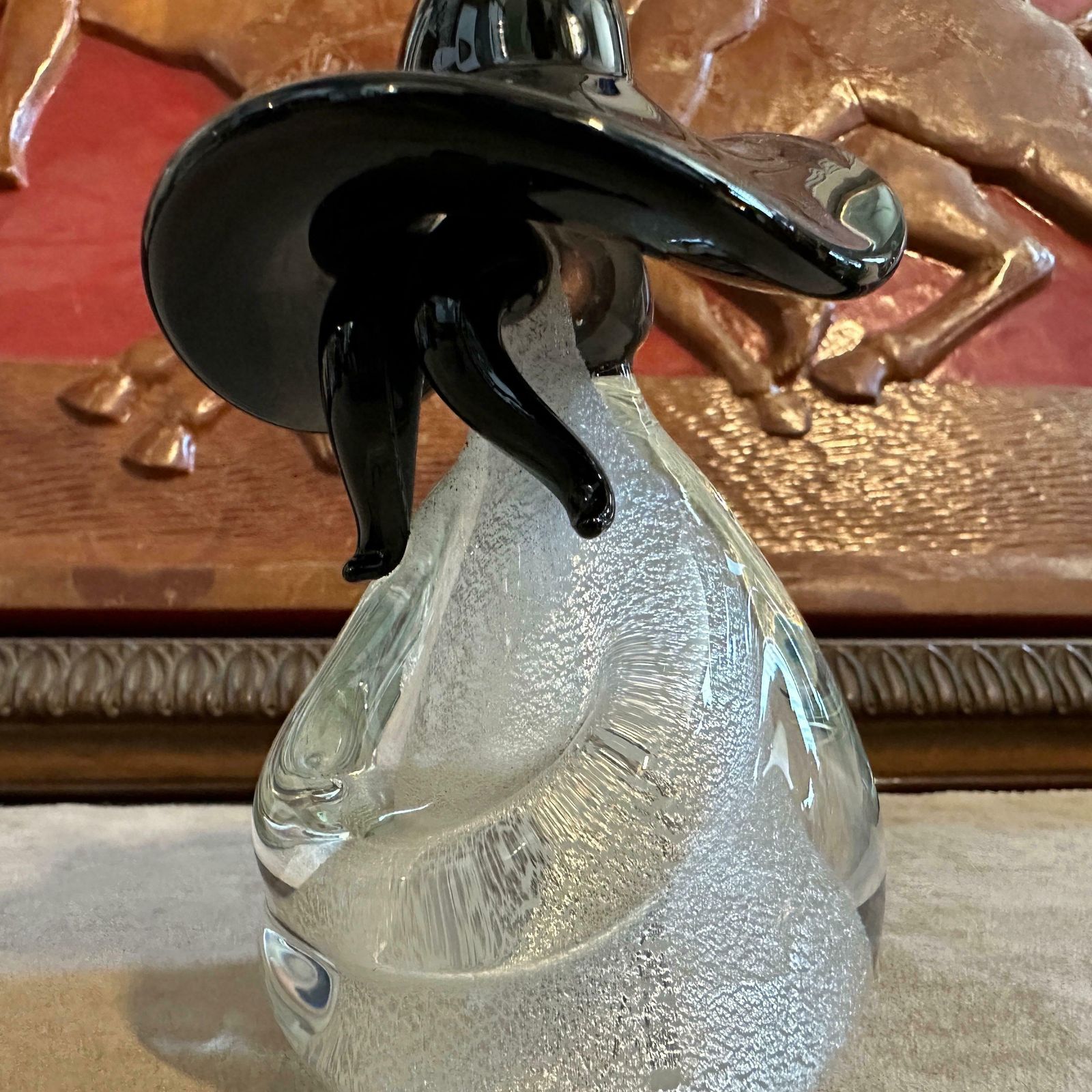 1980s Modern Black And White Murano Glass Figure Of A Mexican photo for sale