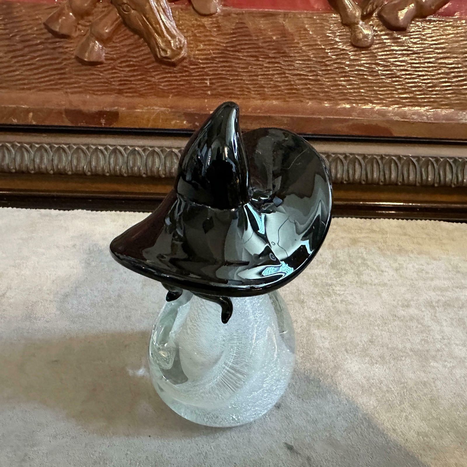 1980s Modern Black And White Murano Glass Figure Of A Mexican photo 438.0