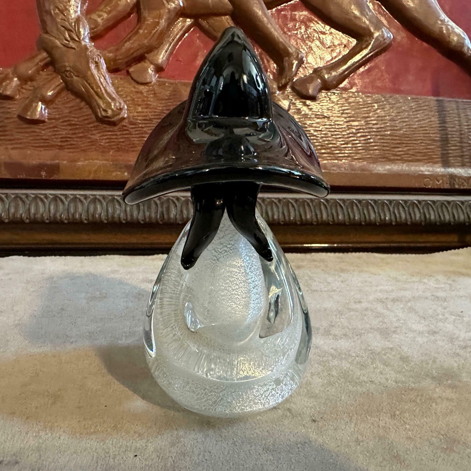 1980s Modern Black And White Murano Glass Figure Of A Mexican photo buy