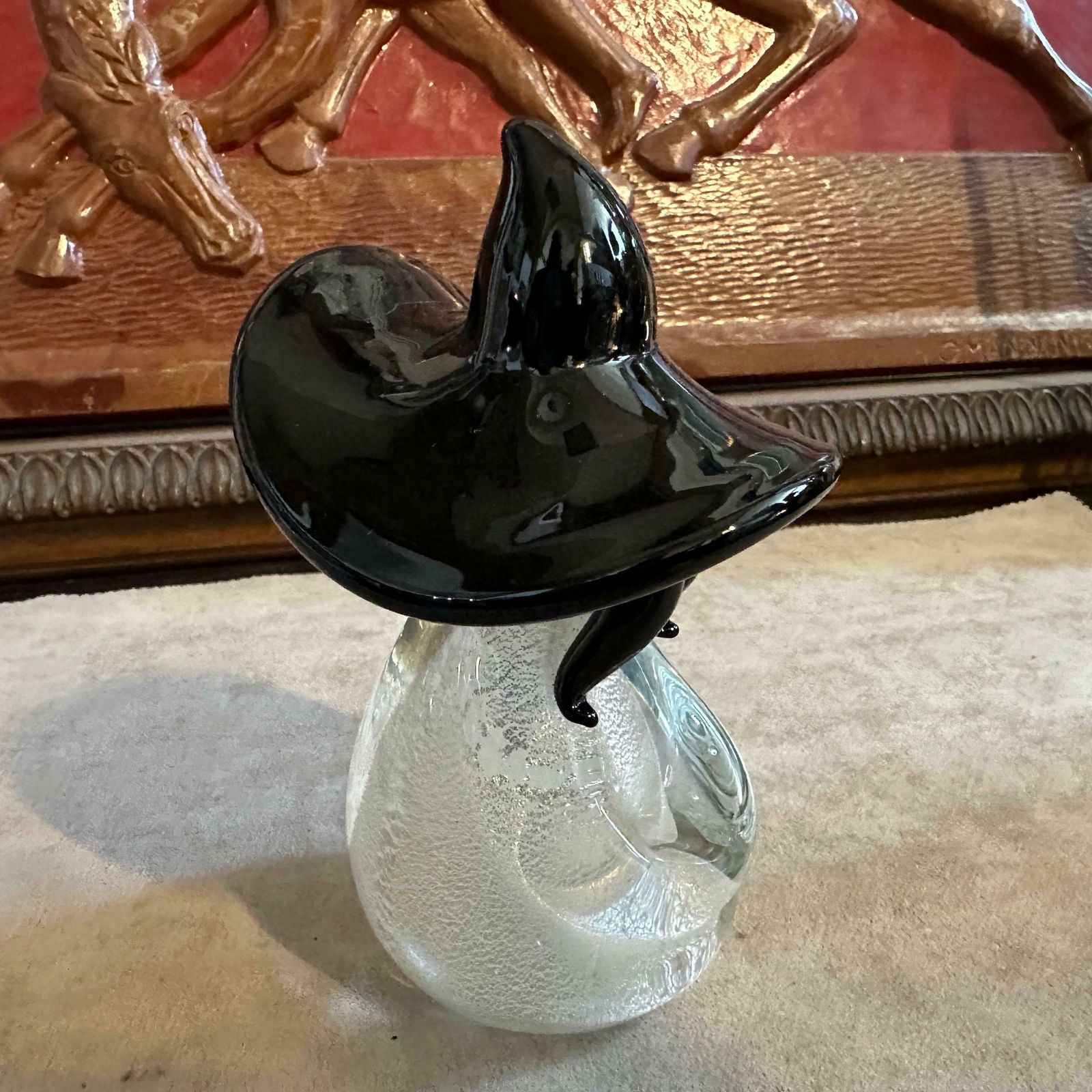 Home Decor 1980s Modern Black And White Murano Glass Figure Of A Mexican photo