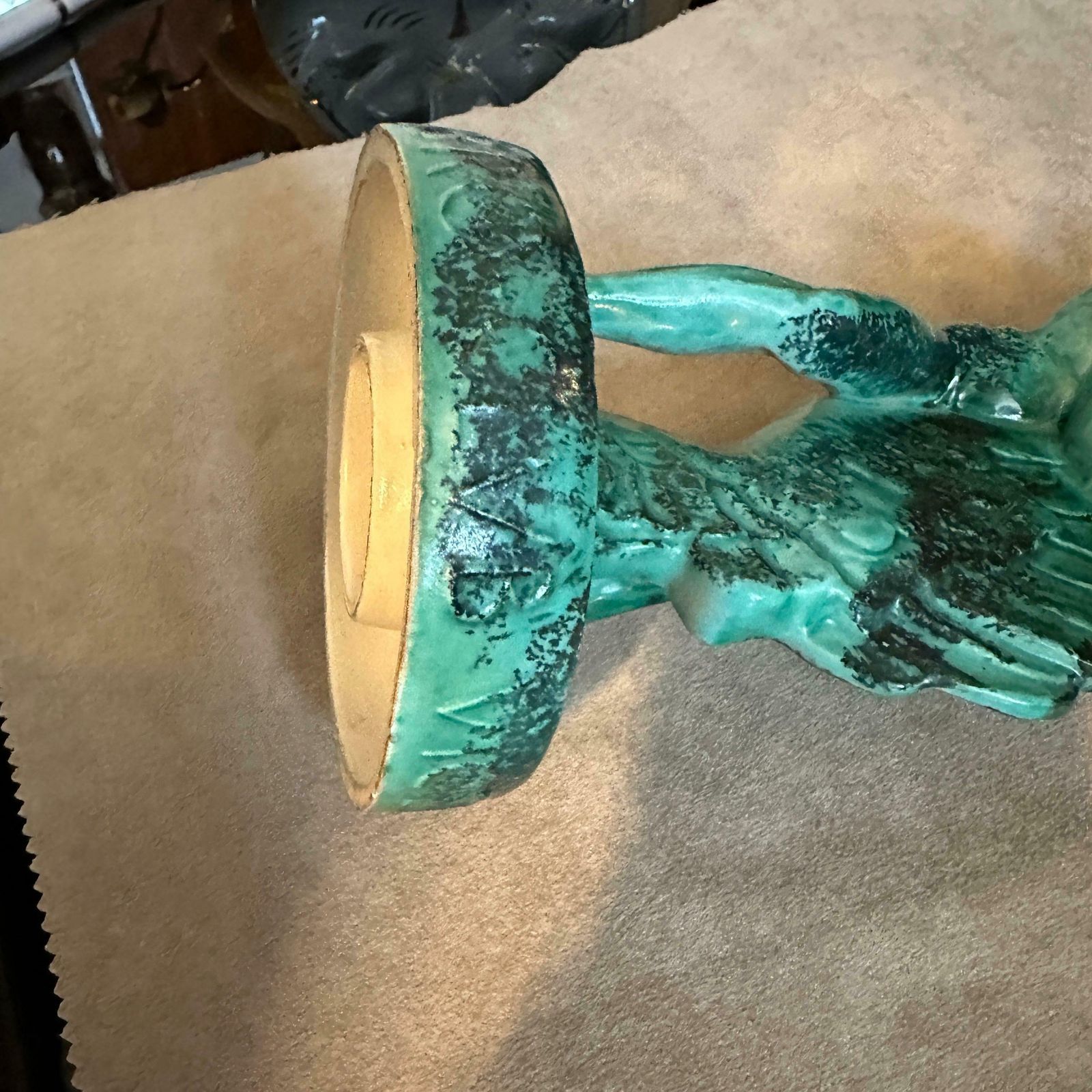 1951 Mid Century Modern Italian Green Ceramic Italian Aviation Rally Trophy photo buy