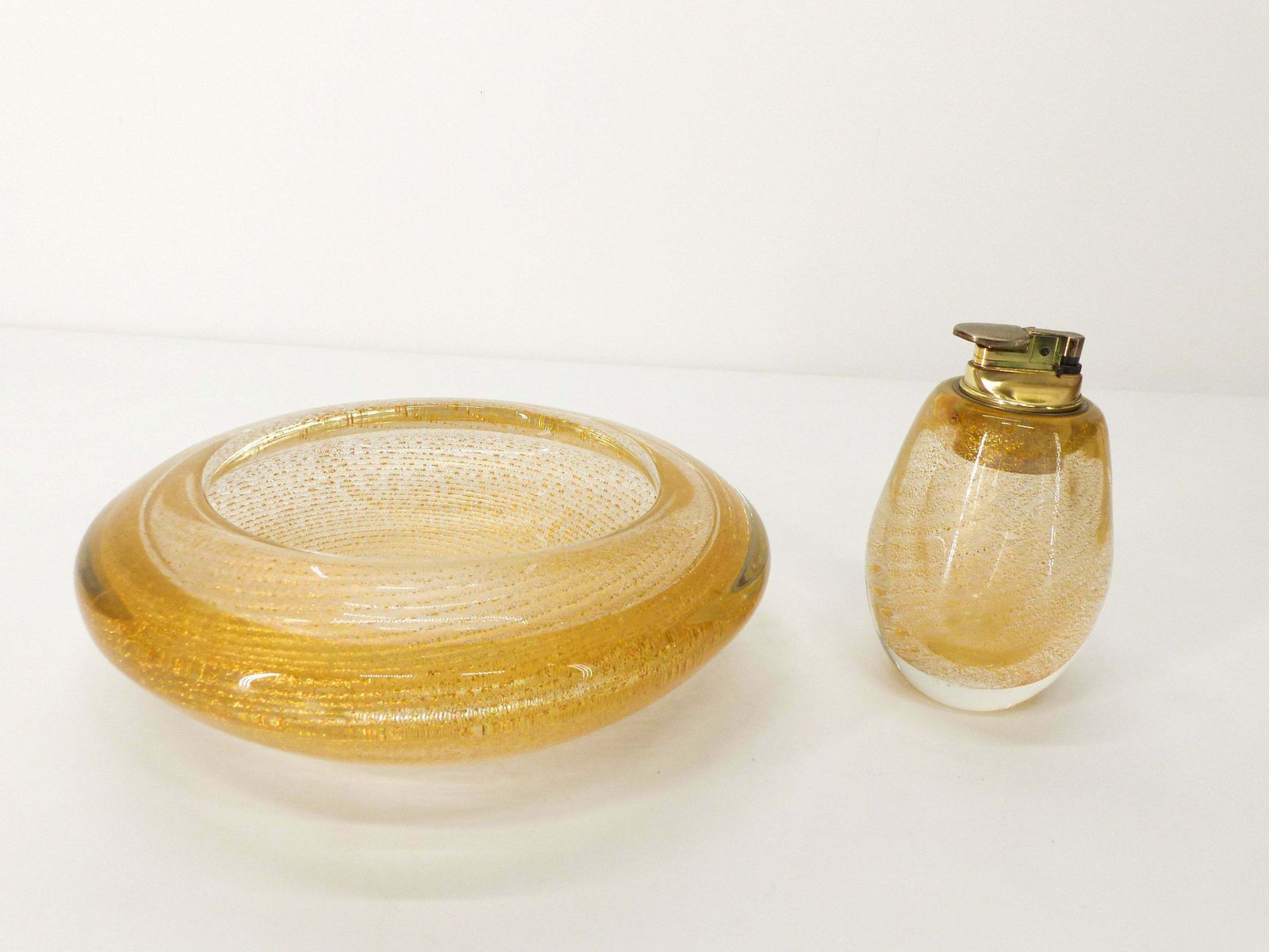 Murano Smoking Set Ashtray And Lighter Tommaso Barbi 1980