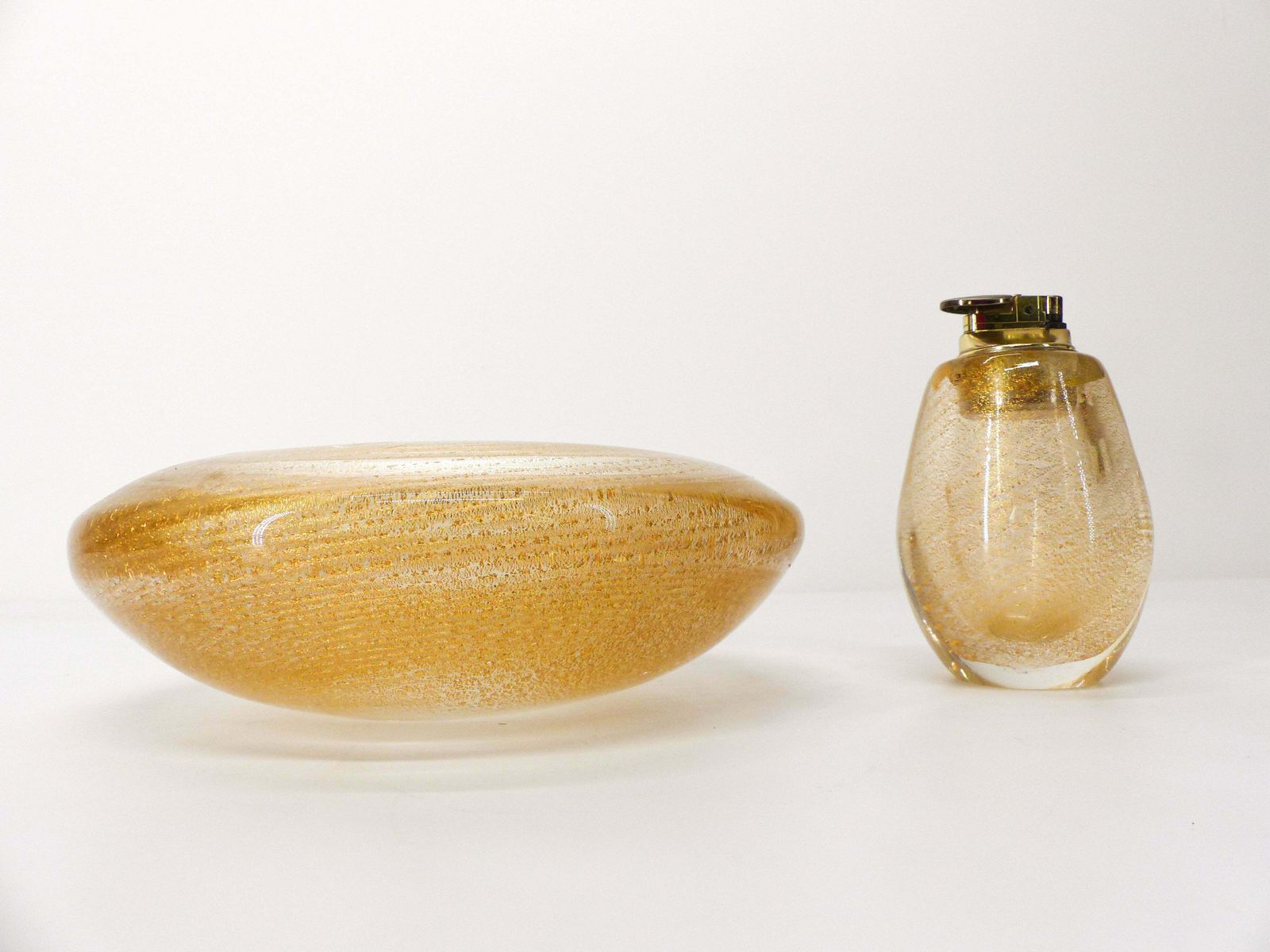 Murano Smoking Set Ashtray And Lighter Tommaso Barbi 1980 photo furniture