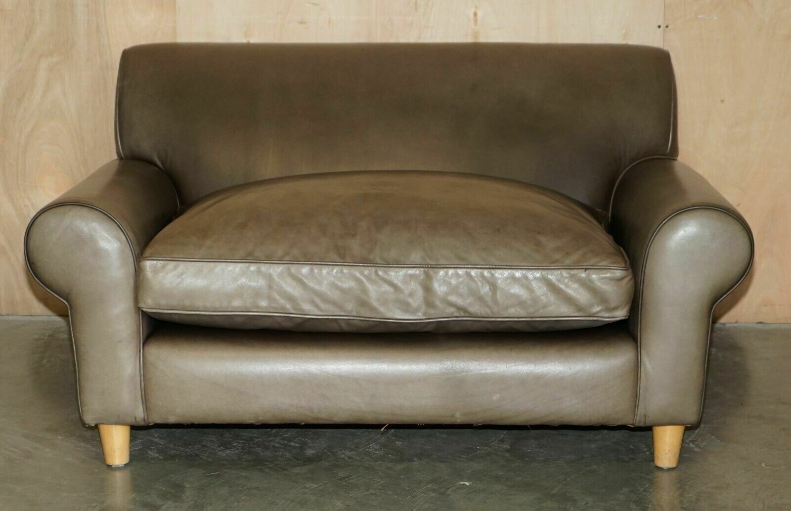 Stunning Rrp £3200 Terence Conran Grey Leather Large Loveseat Armchair Sofa photo furniture
