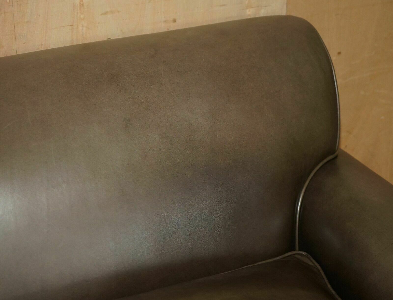Stunning Rrp £3200 Terence Conran Grey Leather Large Loveseat Armchair Sofa photo 1500.0