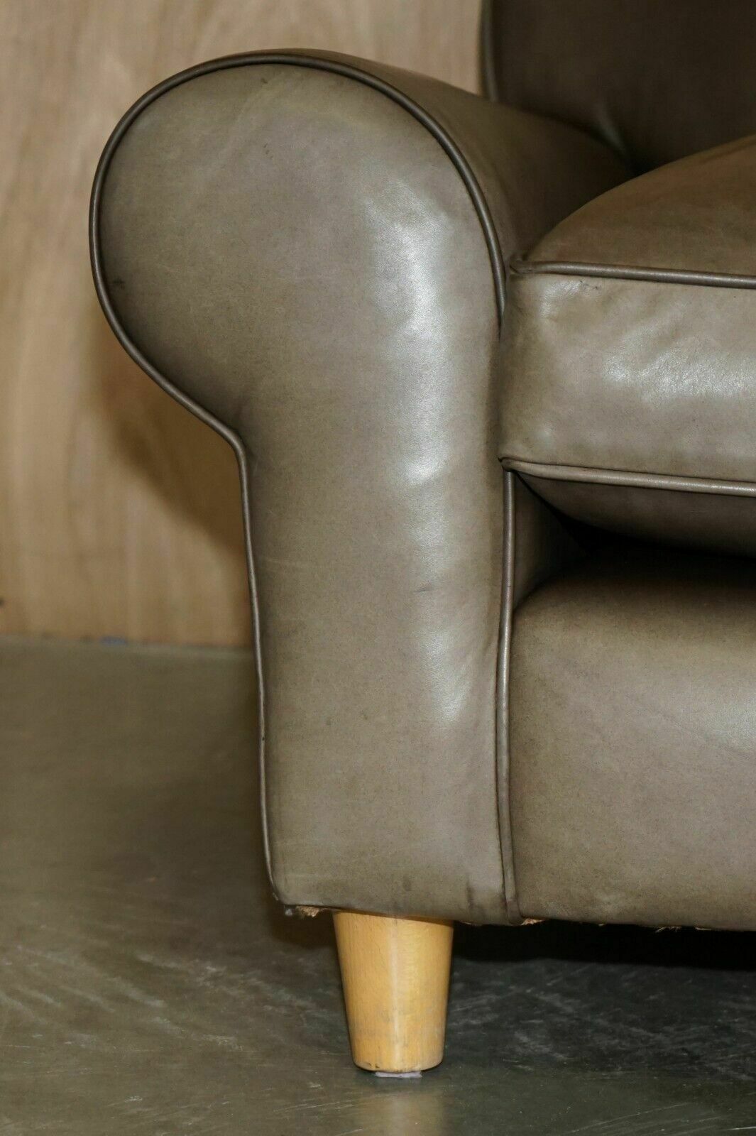 photo for sale Stunning Rrp £3200 Terence Conran Grey Leather Large Loveseat Armchair Sofa