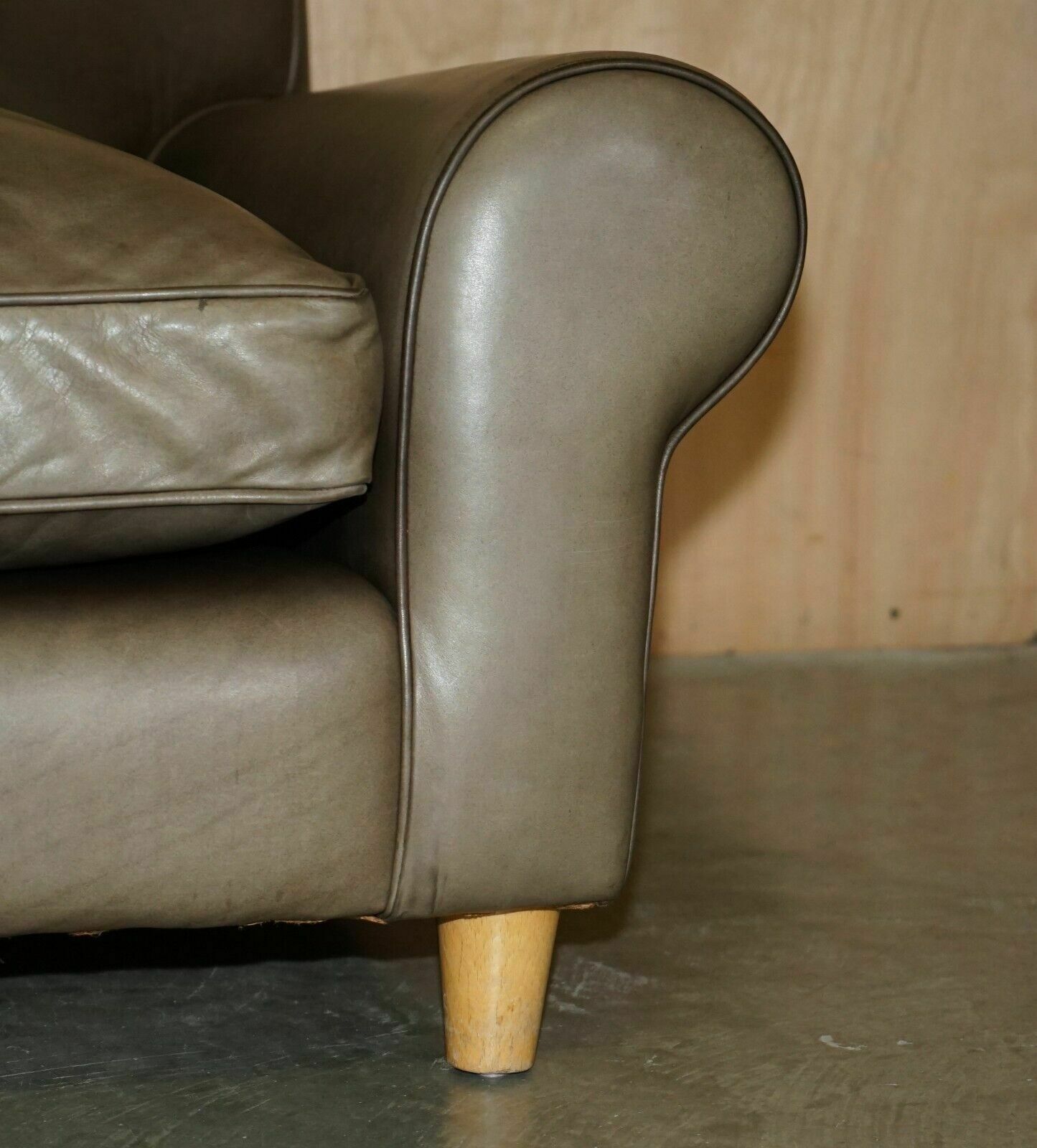 Furniture Stunning Rrp £3200 Terence Conran Grey Leather Large Loveseat Armchair Sofa photo