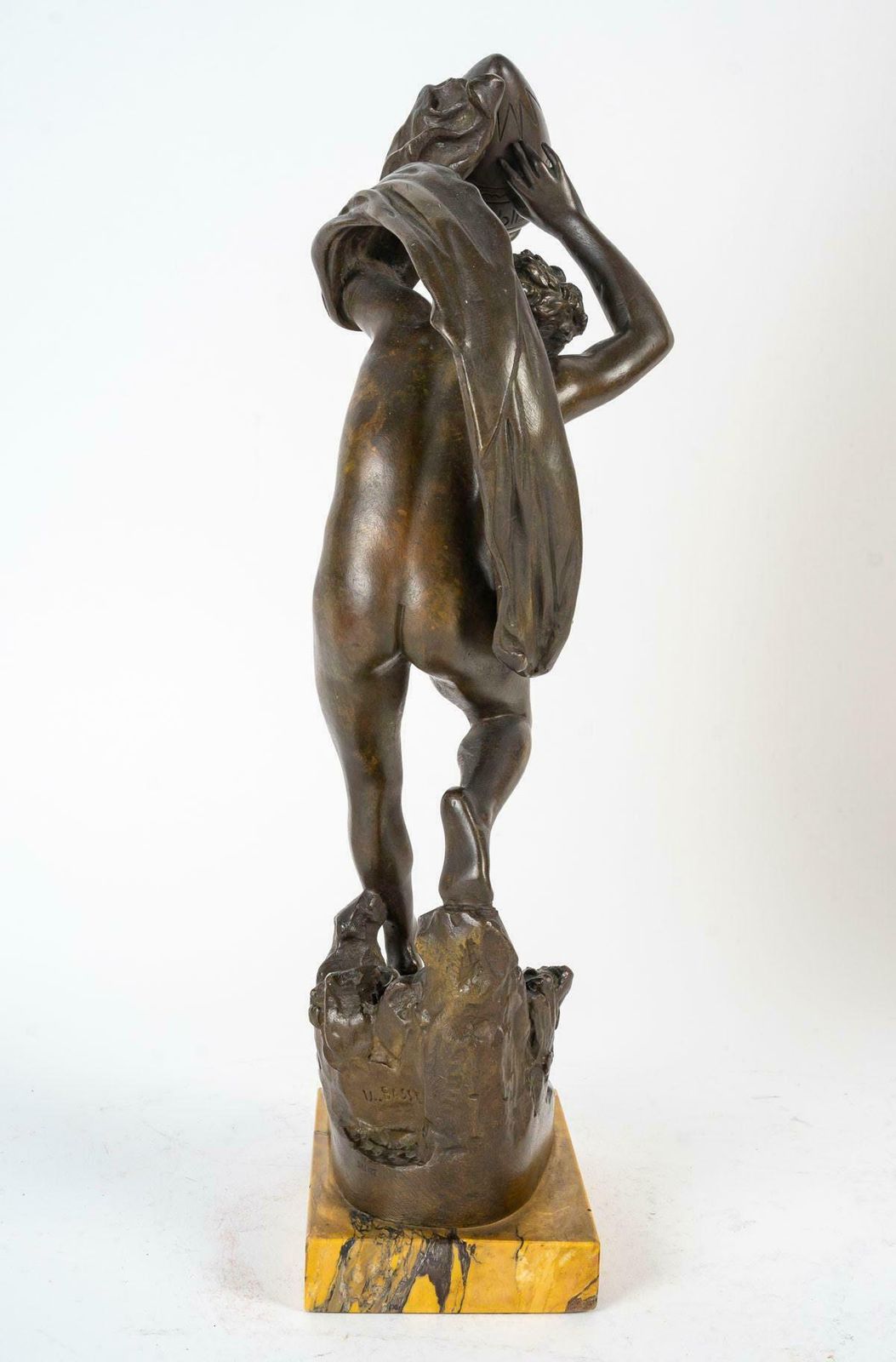 Sculpture By U.Basset, Le Torrent, Bronze Sculpture, 19th Century, Napoleon III. photo vintage