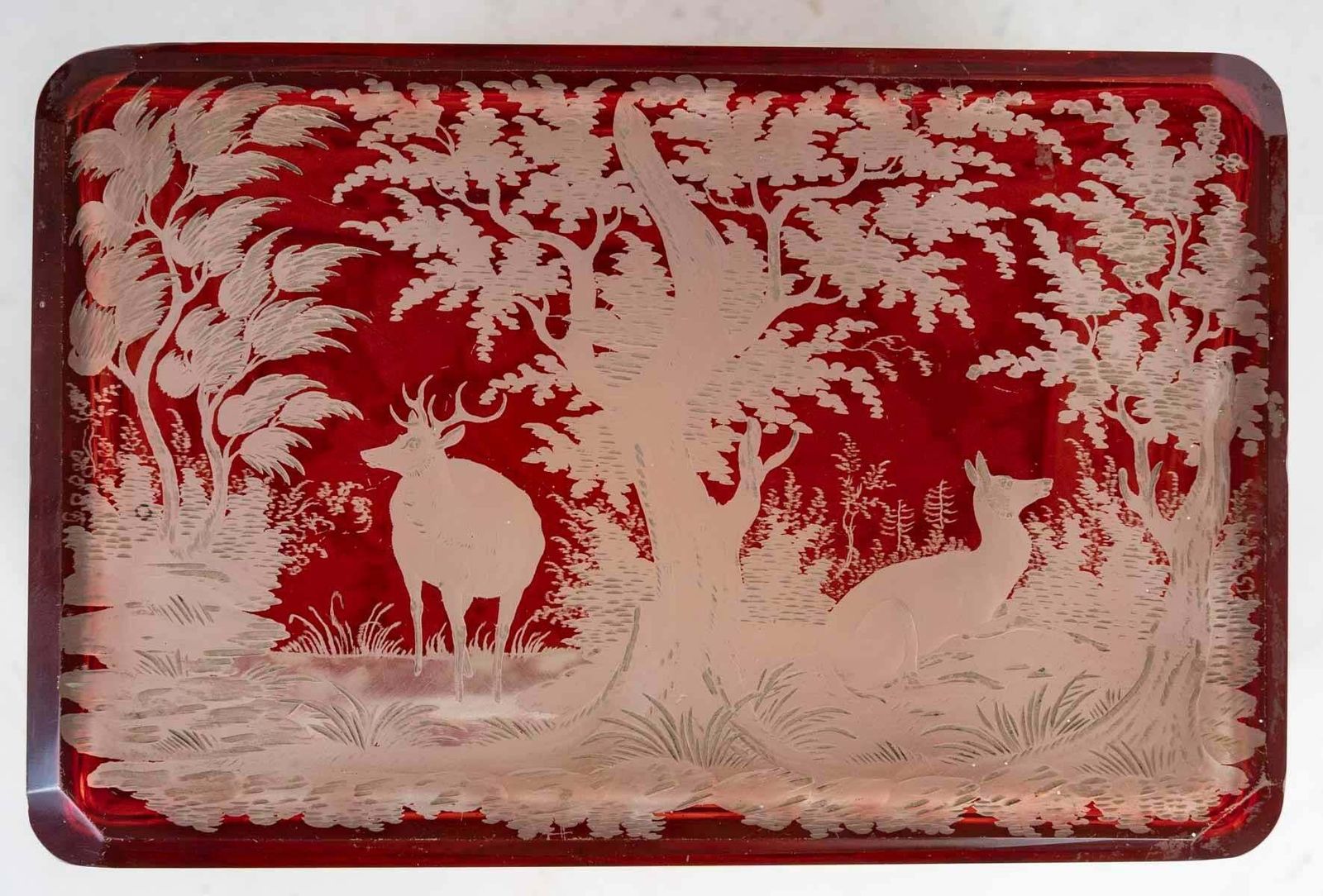 Bohemian Cut Crystal Box, 19th Century, Napoleon III Period. photo vintage
