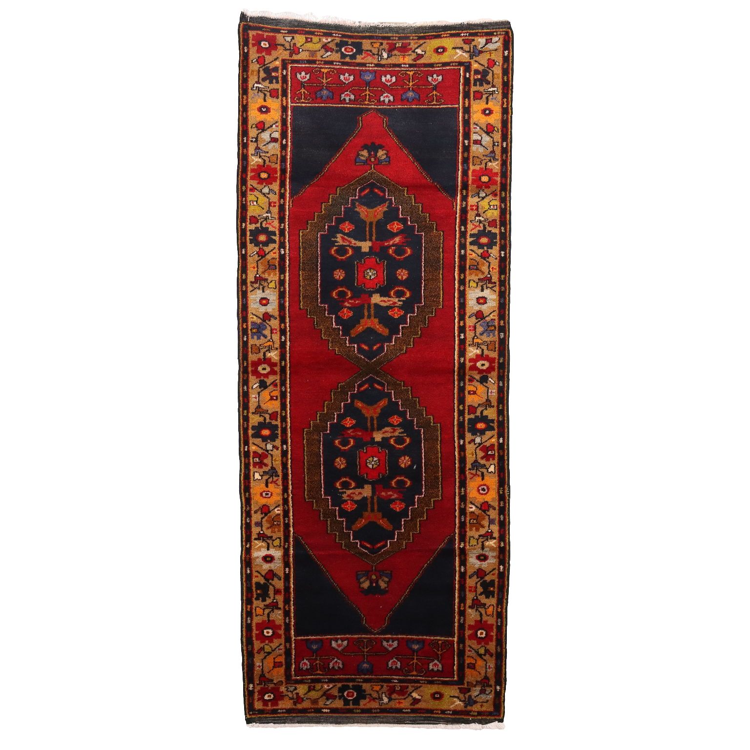 Antique Ismirne Carpet Wool Heavy Knot Turkey 108 X 42 In