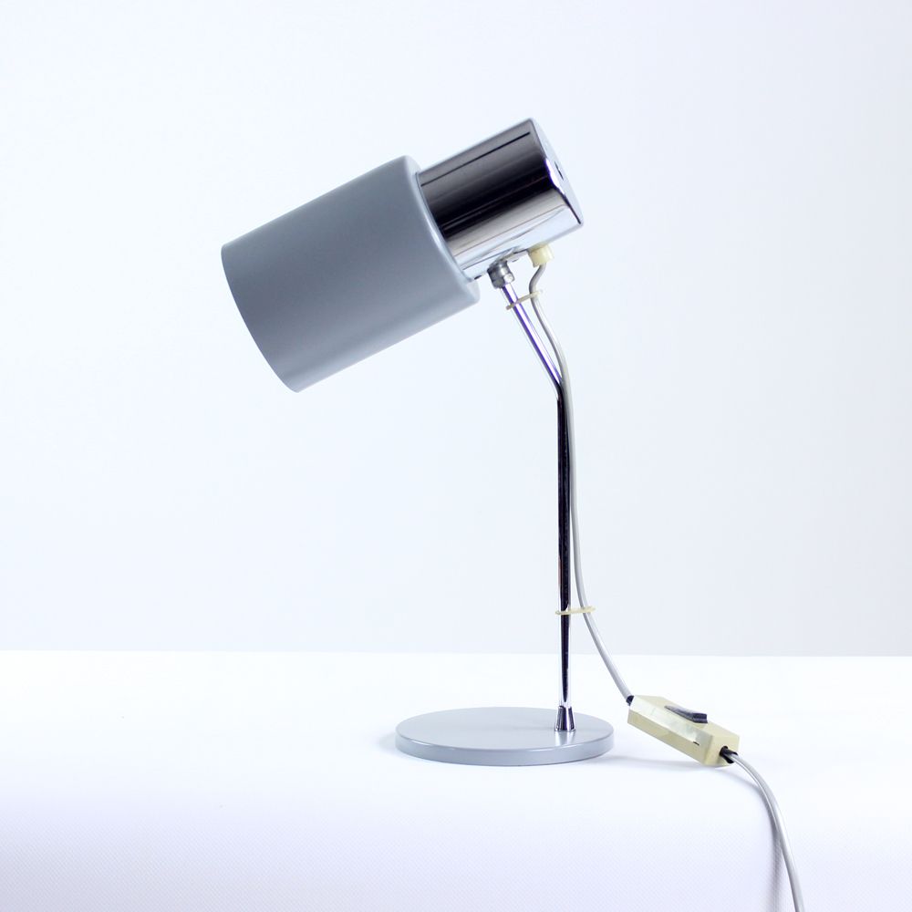 Table Lamp In Chrome And Gray Metal, By Josef Hurka For Napako 1960s