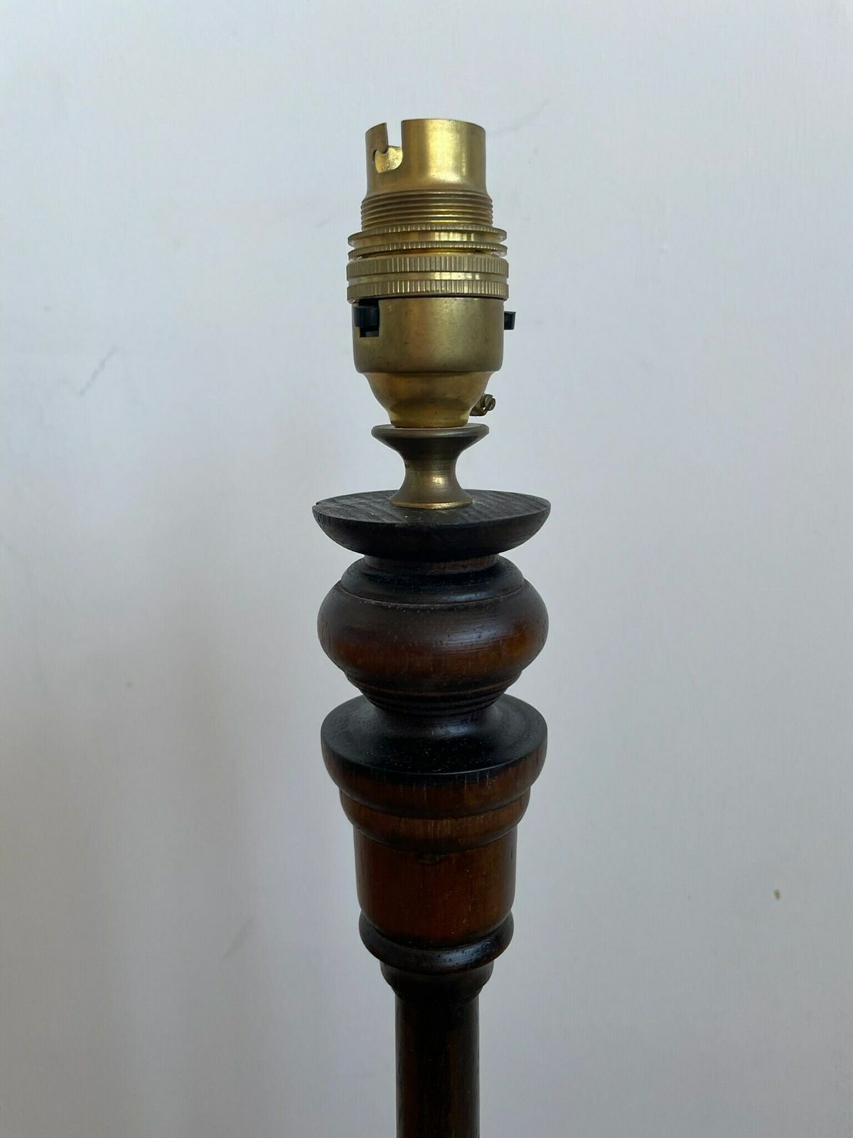 Tall Slim Vintage Wooden Table Lamp With Blue Velvet Drum Shade photo buy