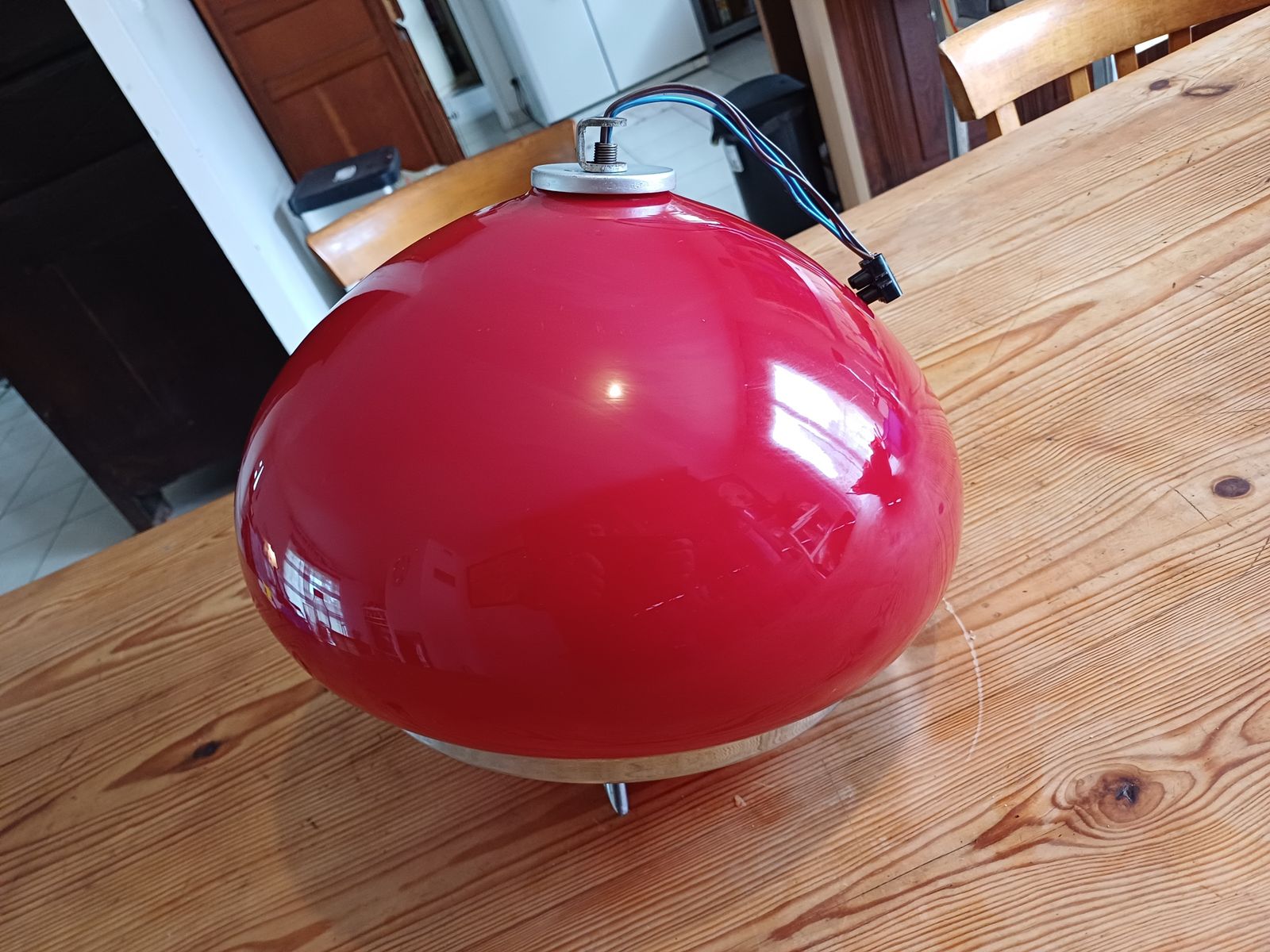 Vintage Opaline Red Pendant Lamp “Viro” photo for sale