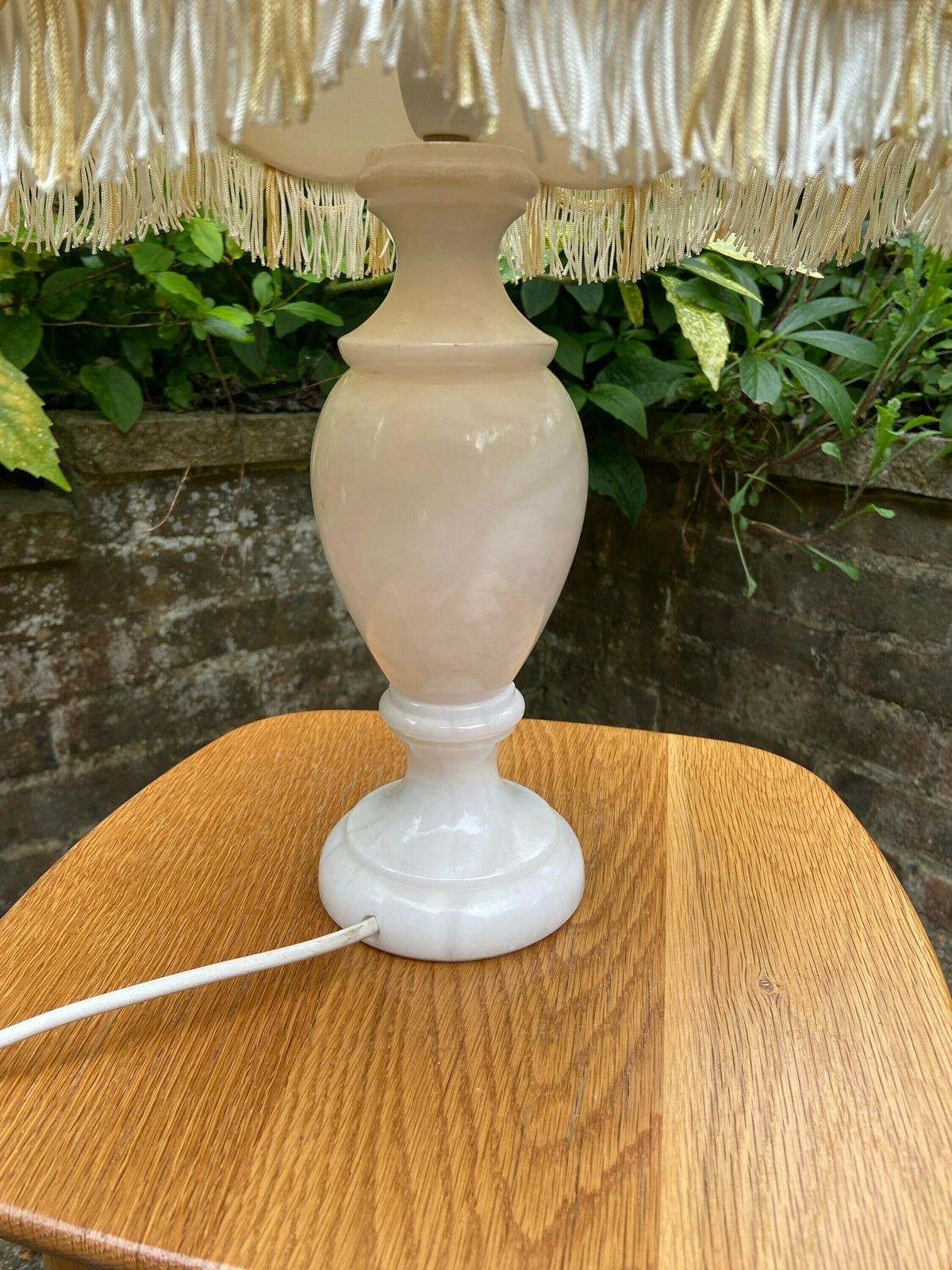 Vintage Quality White Onyx Lamp With Glorious Vintage Made To Match Shade   Working Onyx Lamp, Table Lamp photo buy