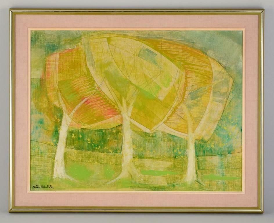 Sture Wickström, Swedish Artist. Oil On Canvas. Modernist Landscape $900 photo furniture