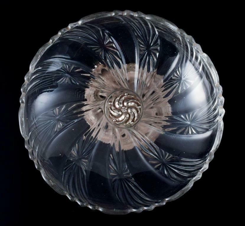 Val St. Lambert, Belgium. Large Centerpiece In Crystal Glass And Metal. photo 569.0