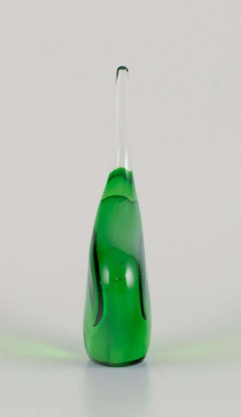 Per Lütken For Holmegaard. Sculpture In Green Art Glass. 1960s photo Art