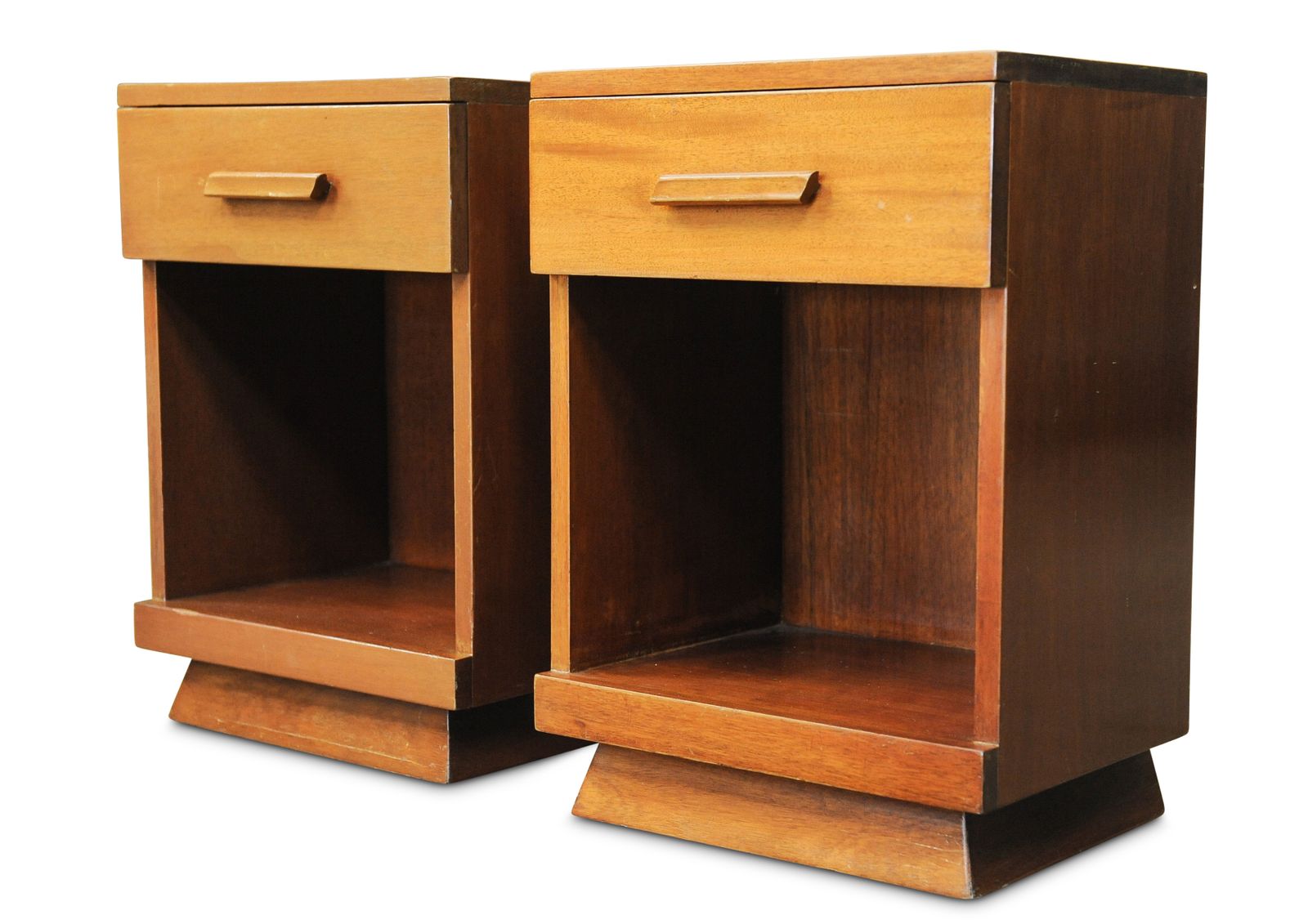 Price For Pair Art Deco Teak Bedside Lamp Tables With Single Drawers With Wooden Handle 1920's Ol